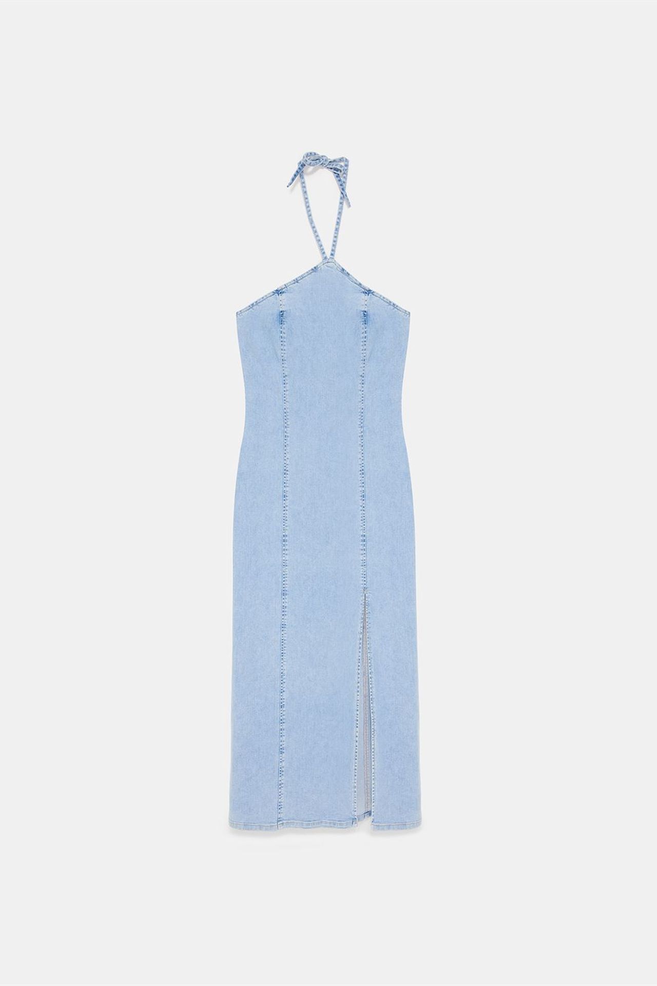 DILVIN Halter Neck Midi Denim Dress 5