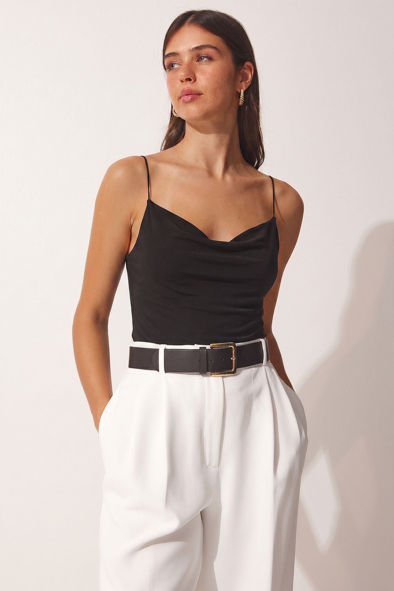 ISTANBUL Slim Fit Cowl Neck Sleeveless Blouse 3