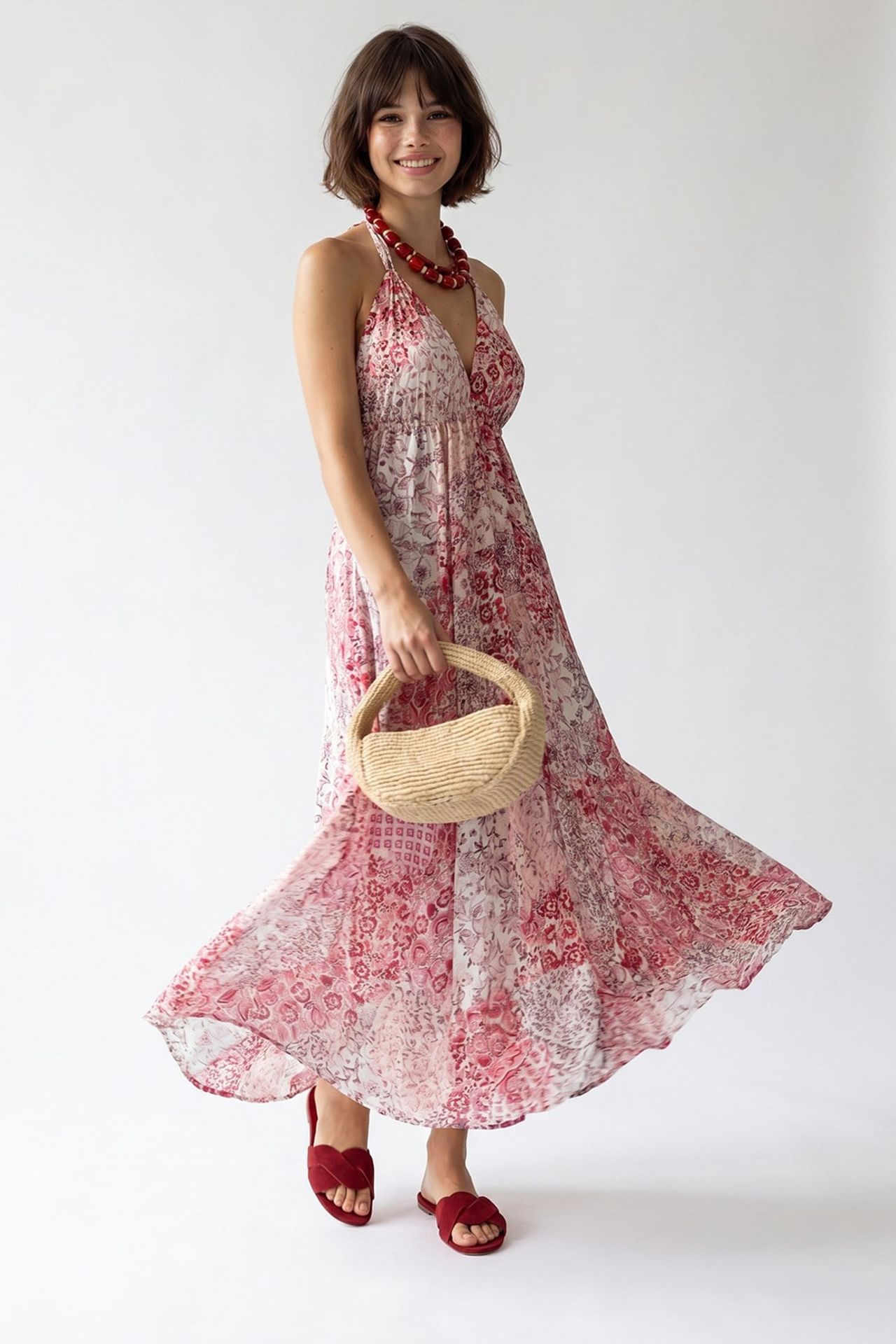 MIXRAY Paisley Halter Maxi Dress 3