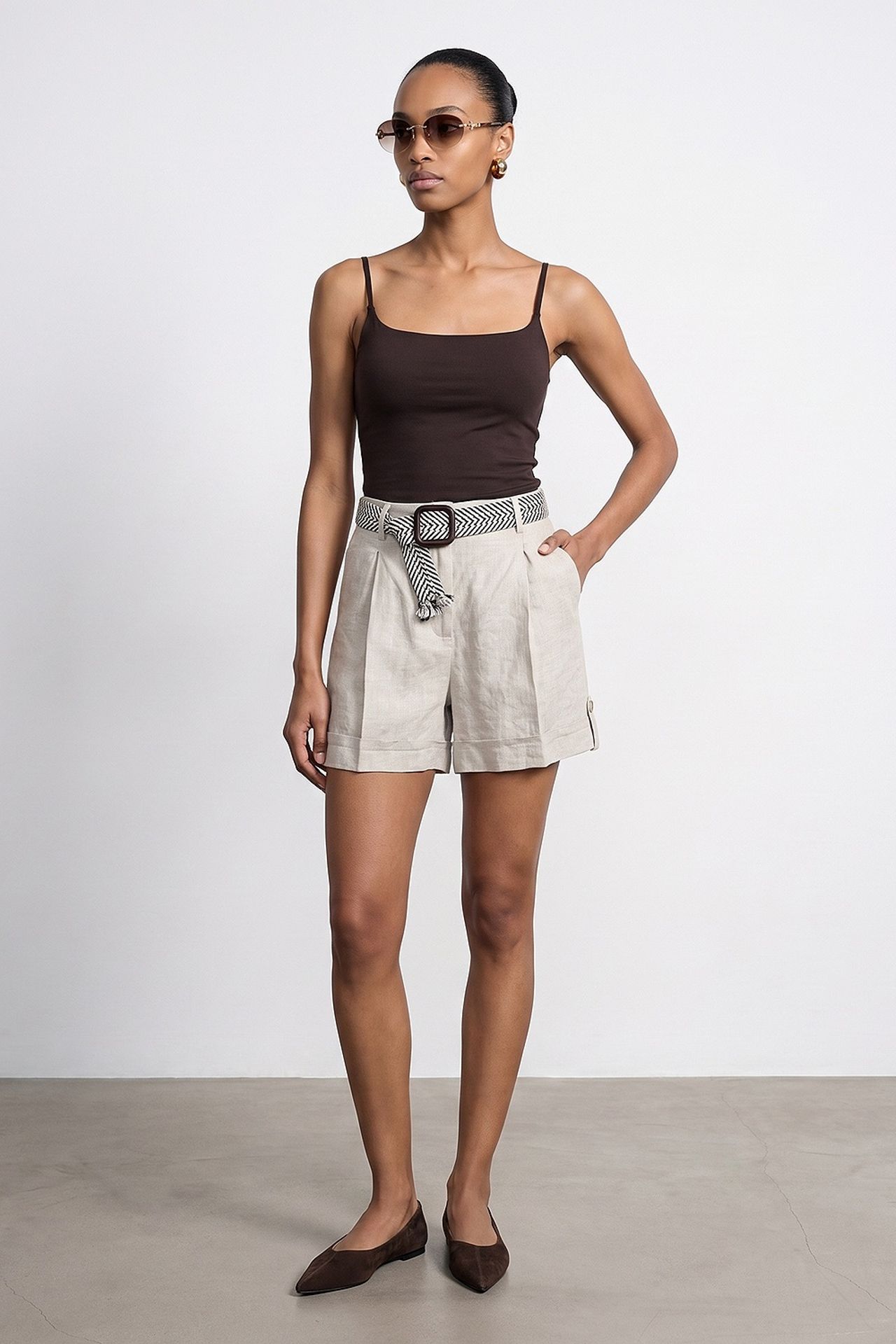 DILVIN Women's Linen High-Waist Tailored Shorts 1