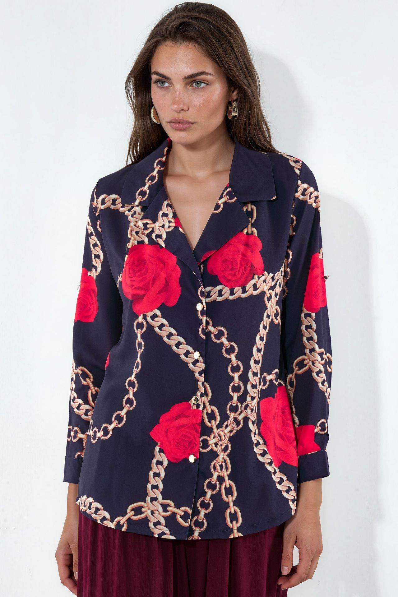 MSN Floral Crepe Button-Front Shirt 3