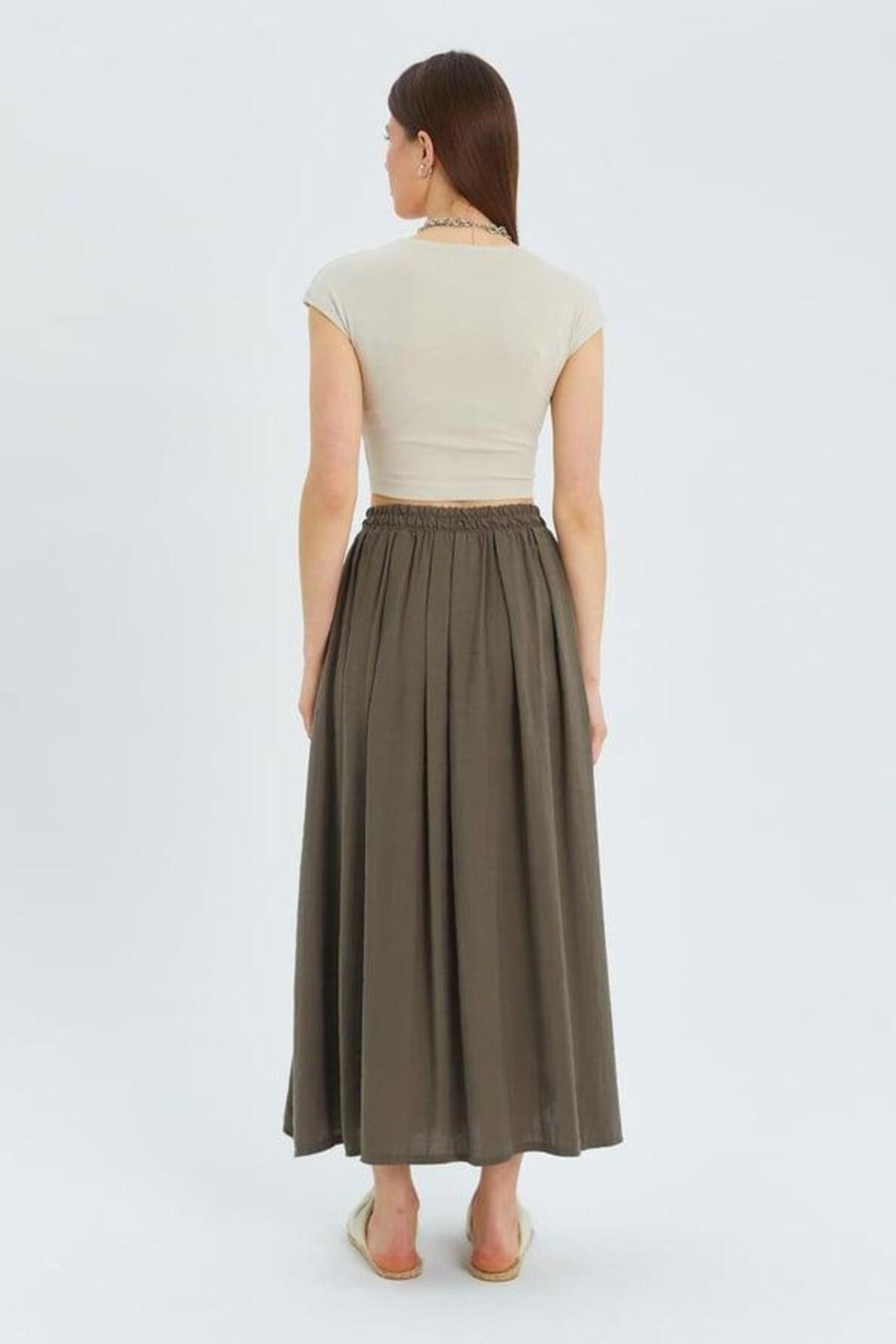 Mixray High-Waisted Long Skirt with Pockets 5