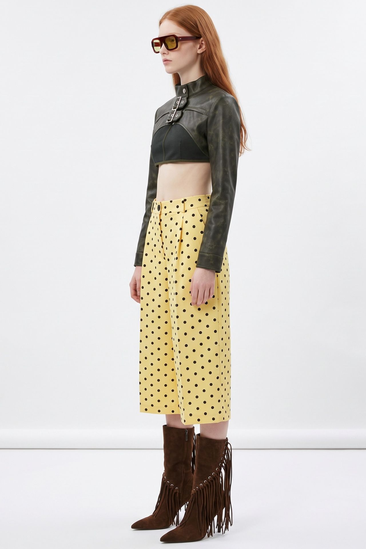 PUCKA High-Waist Polka Dot Capri Shorts