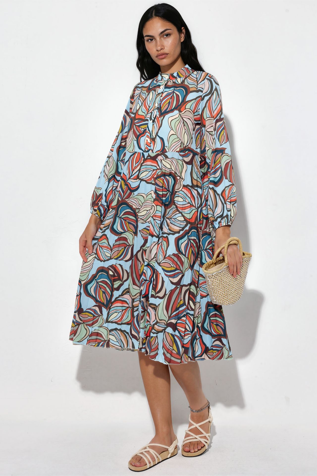 MSN Floral Chiffon Belted Midi Dress 3