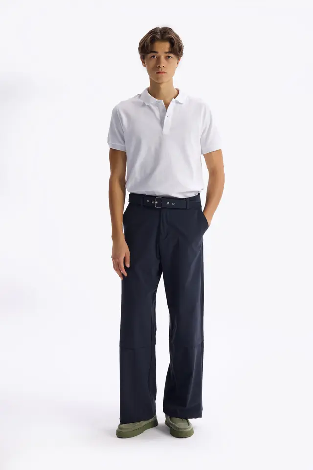 GIESTO Men's Wide-Leg Knit Pants with Belt