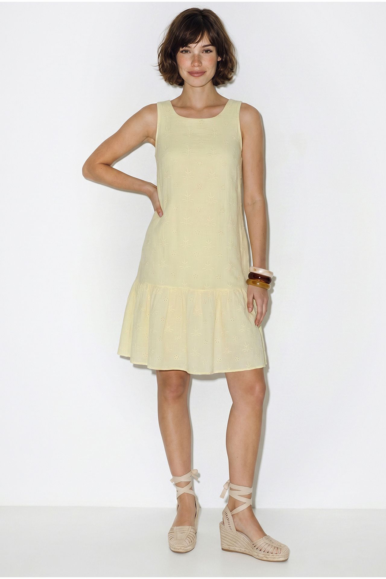LUCCI Embroidered Cotton Muslin Mini Smock Dress 2