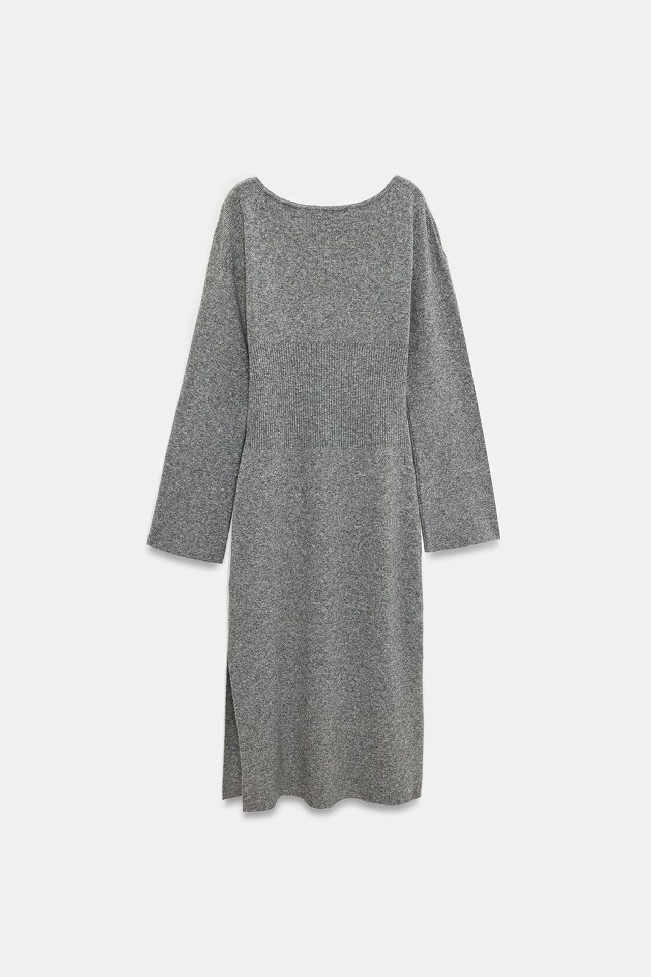 DILVIN Ribbed Bodycon Midi Dress With Slit 6
