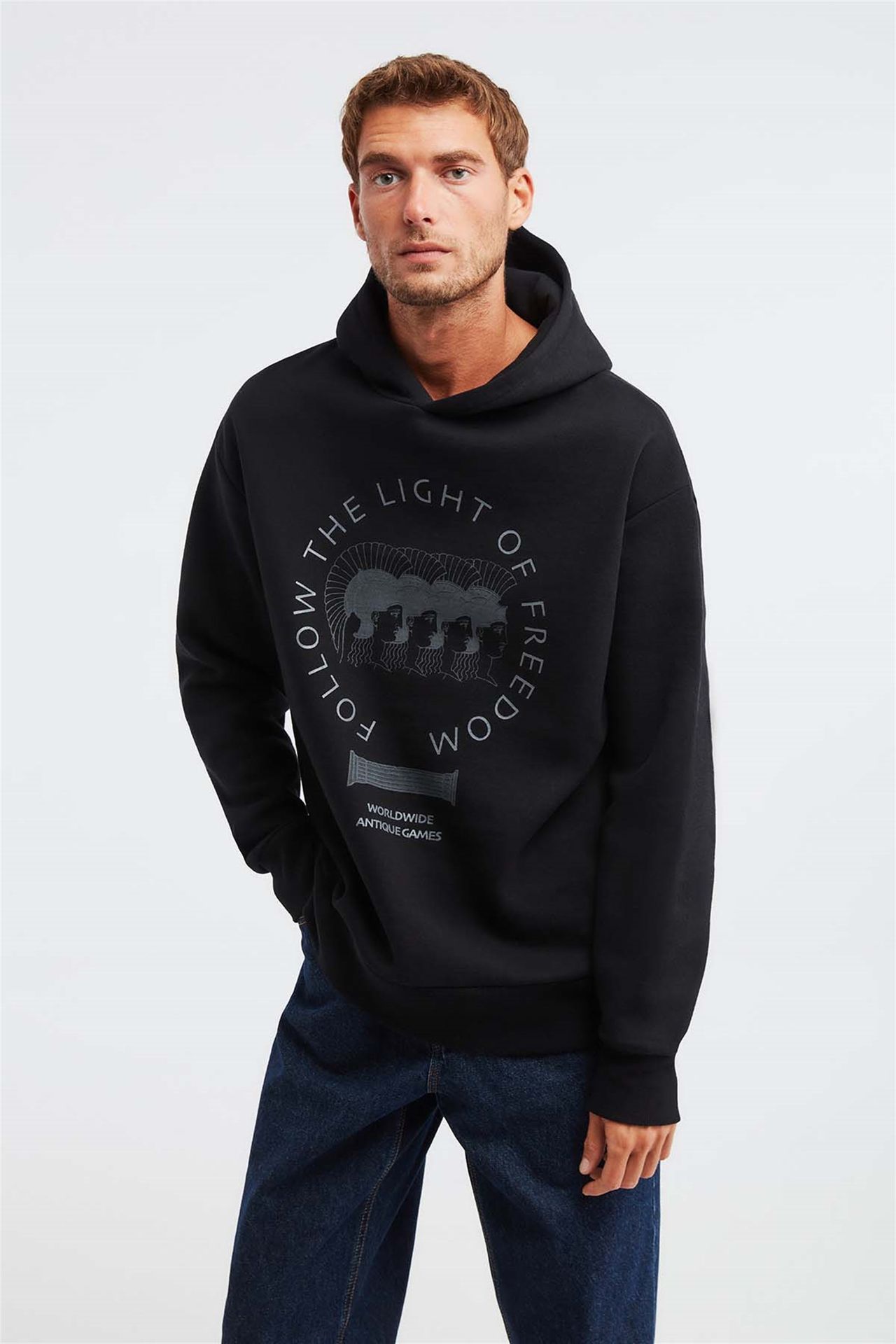 GRIMELANGE Baskılı Kapüşonlu Oversize Sweatshirt 4