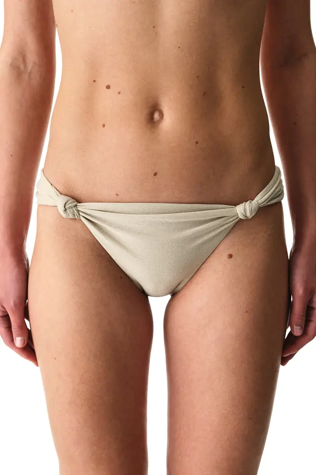 PENTI Devon Ruched Side Glitter Mid-Waist Bikini Bottom