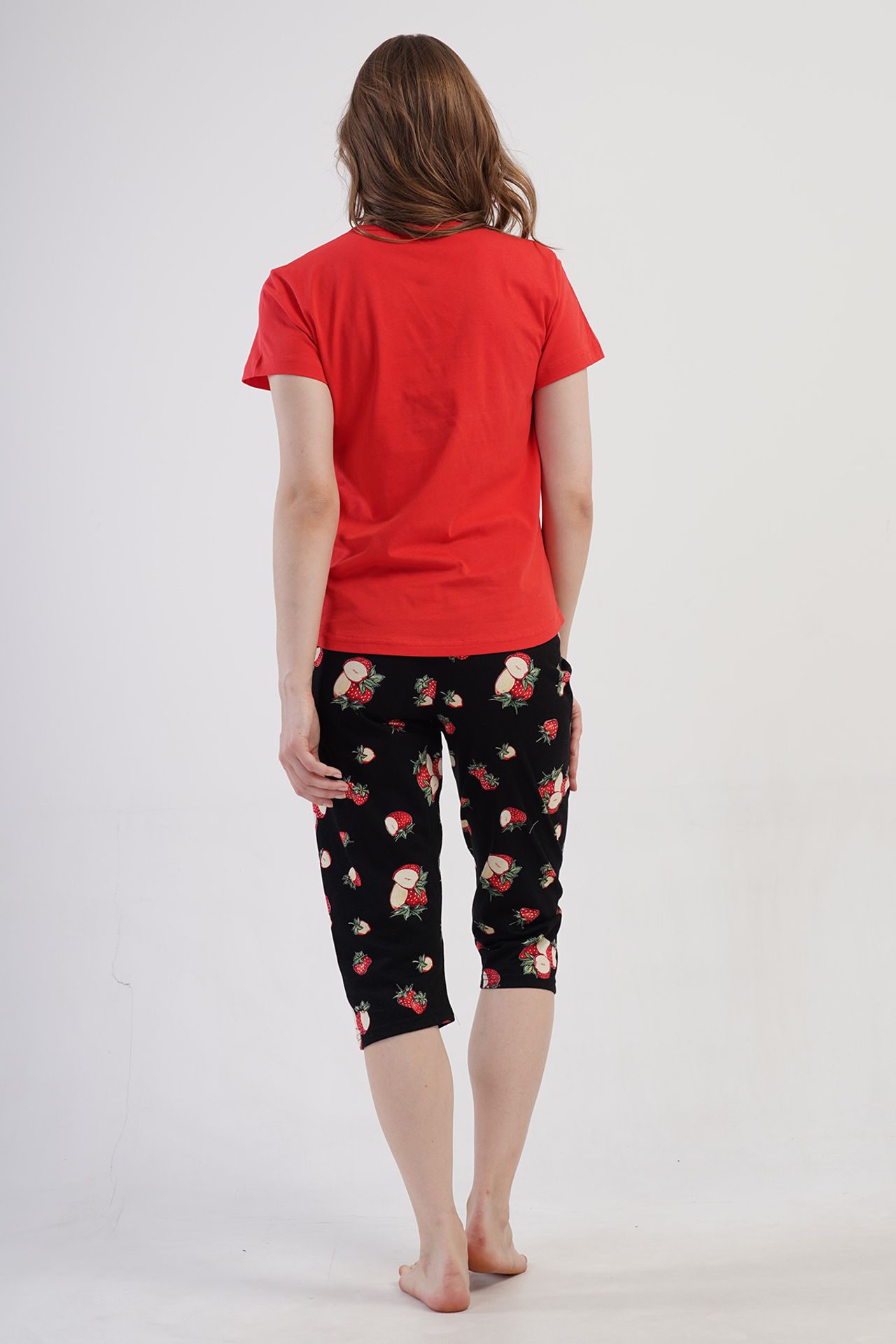 YAKE Bisiklet Yaka Rahat Kalıp 2 Parçalı Pijama Takımı 4
