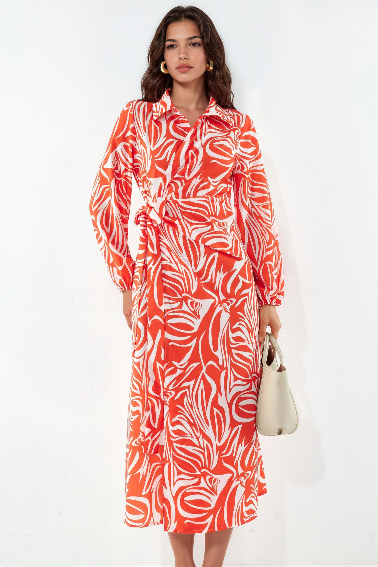 MSN Abstract Print Midi Wrap Dress 3