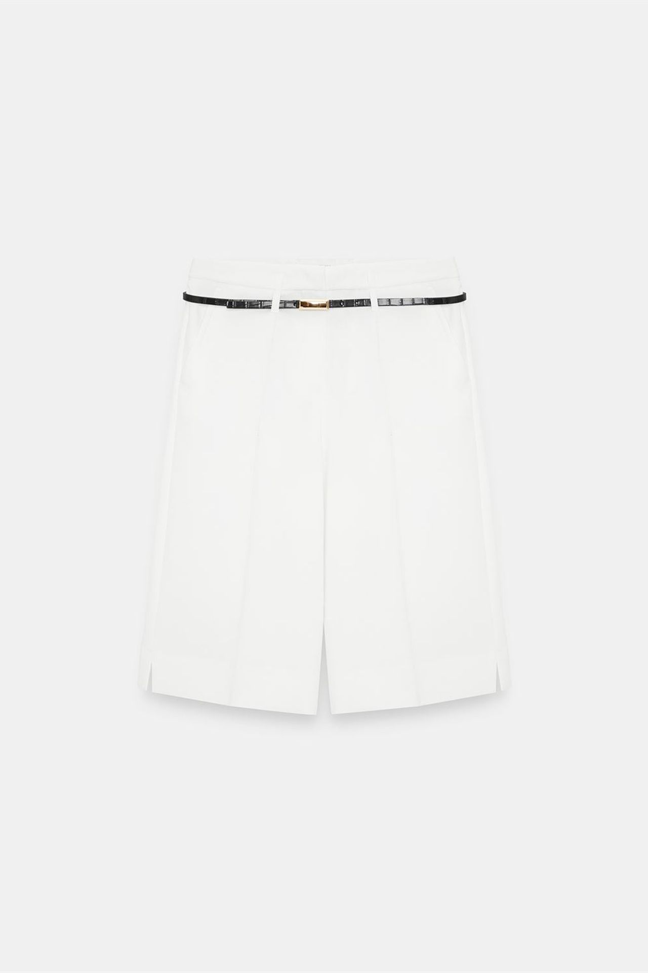 DILVIN High-waist Wide-leg Crepe Shorts With Belt 5