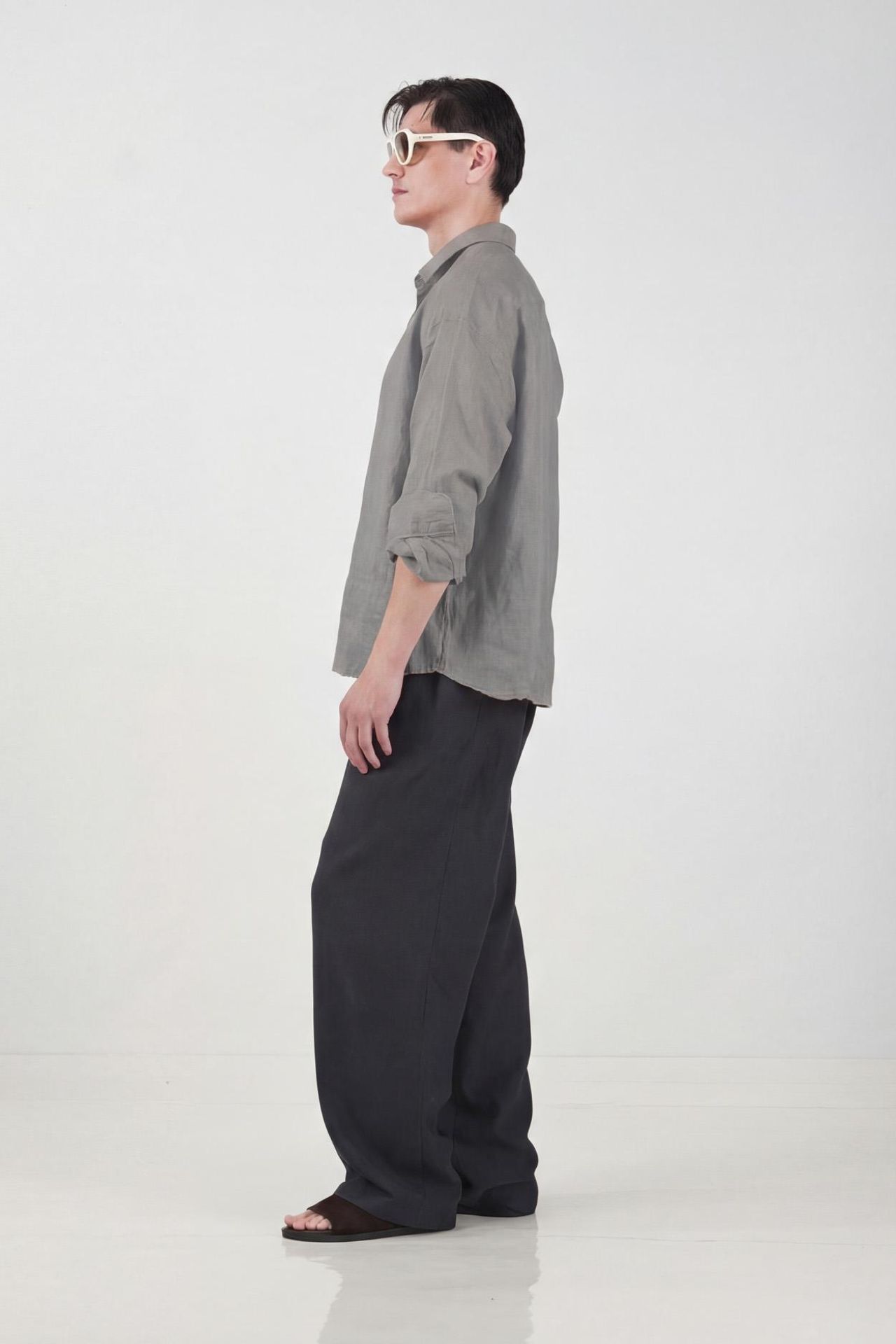 GIESTO Oversized Linen Blend Long Sleeve Shirt 2