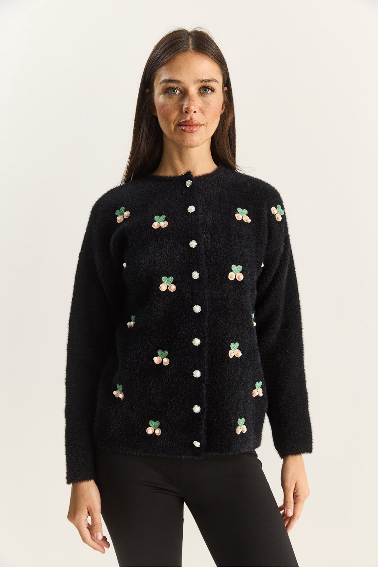 LUCCI Embroidered Button-Up Cardigan 2