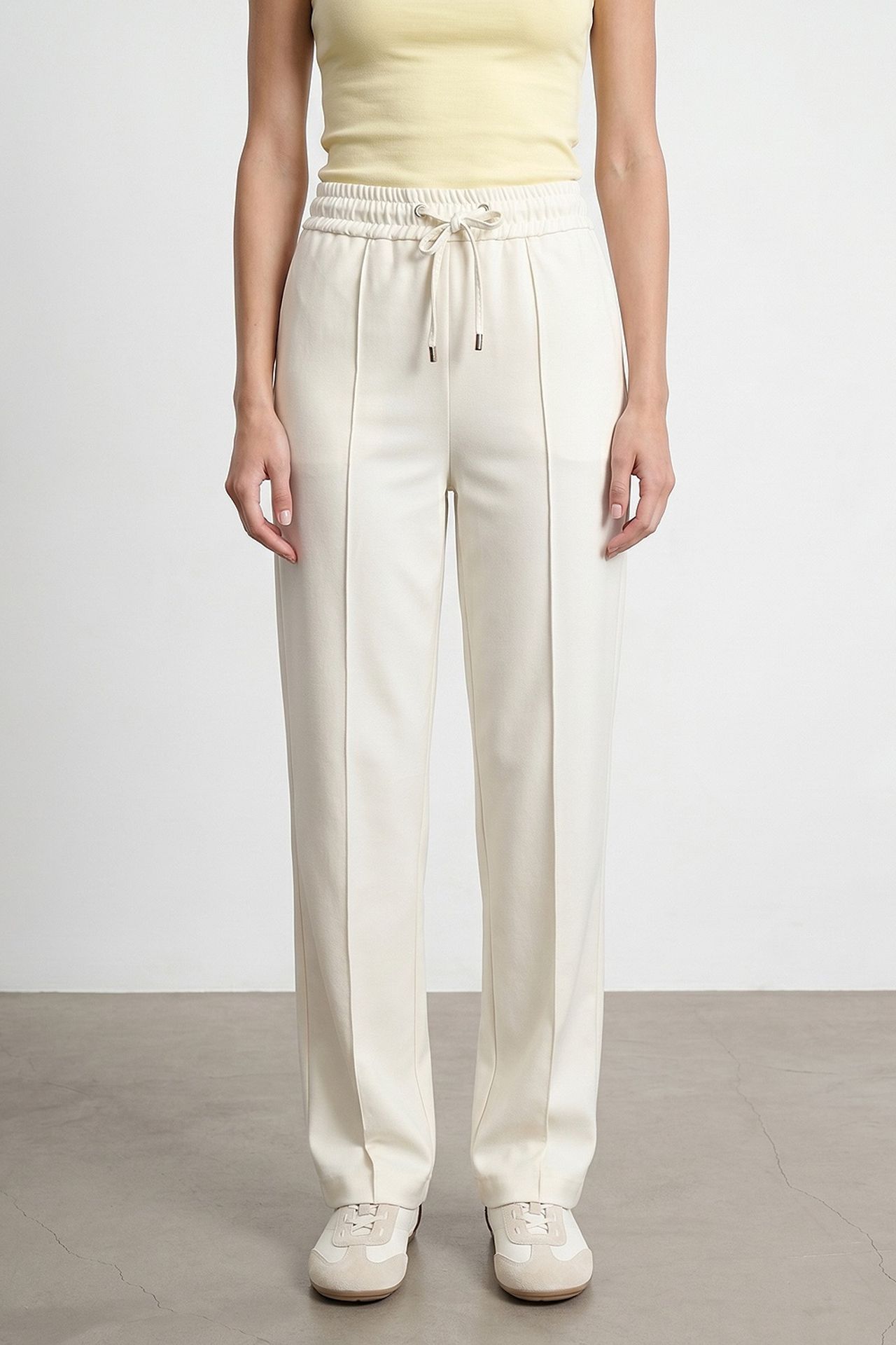 DILVIN Straight-leg Crepe Trousers With Drawstring Waist 3