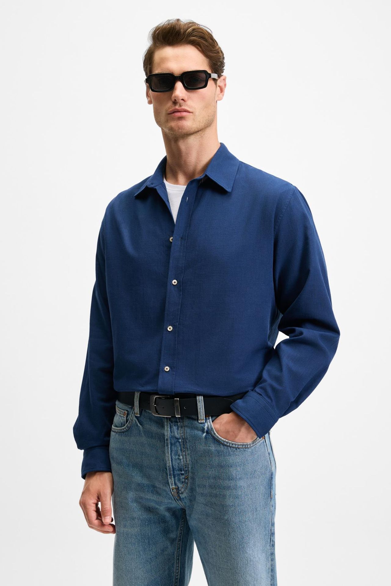 GRIMELANGE Straight Collar Button Front Shirt 3