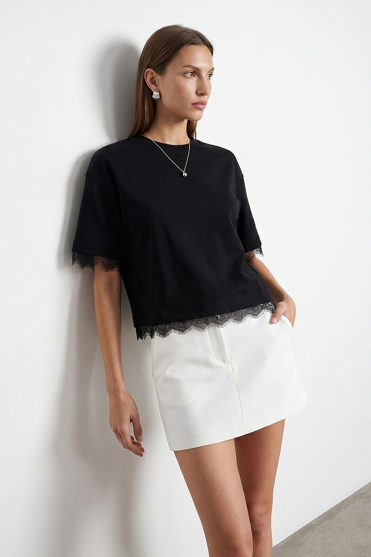 DILVIN Women's Cotton Elastane Crew Neck T-Shirt 1