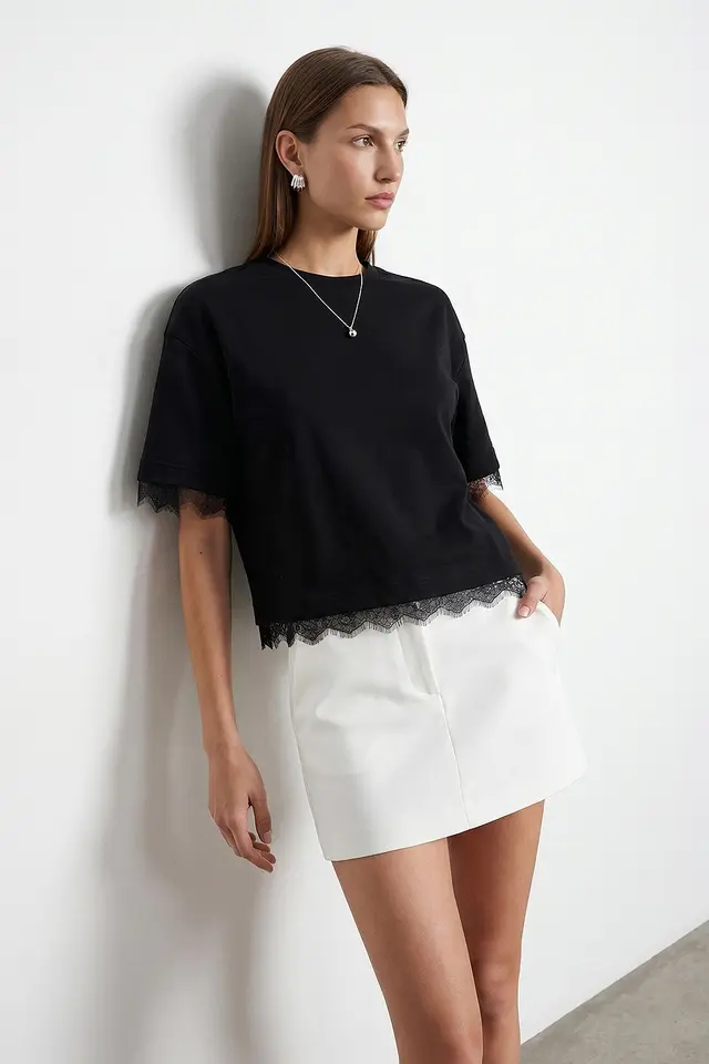 DILVIN Women's Cotton Elastane Crew Neck T-Shirt