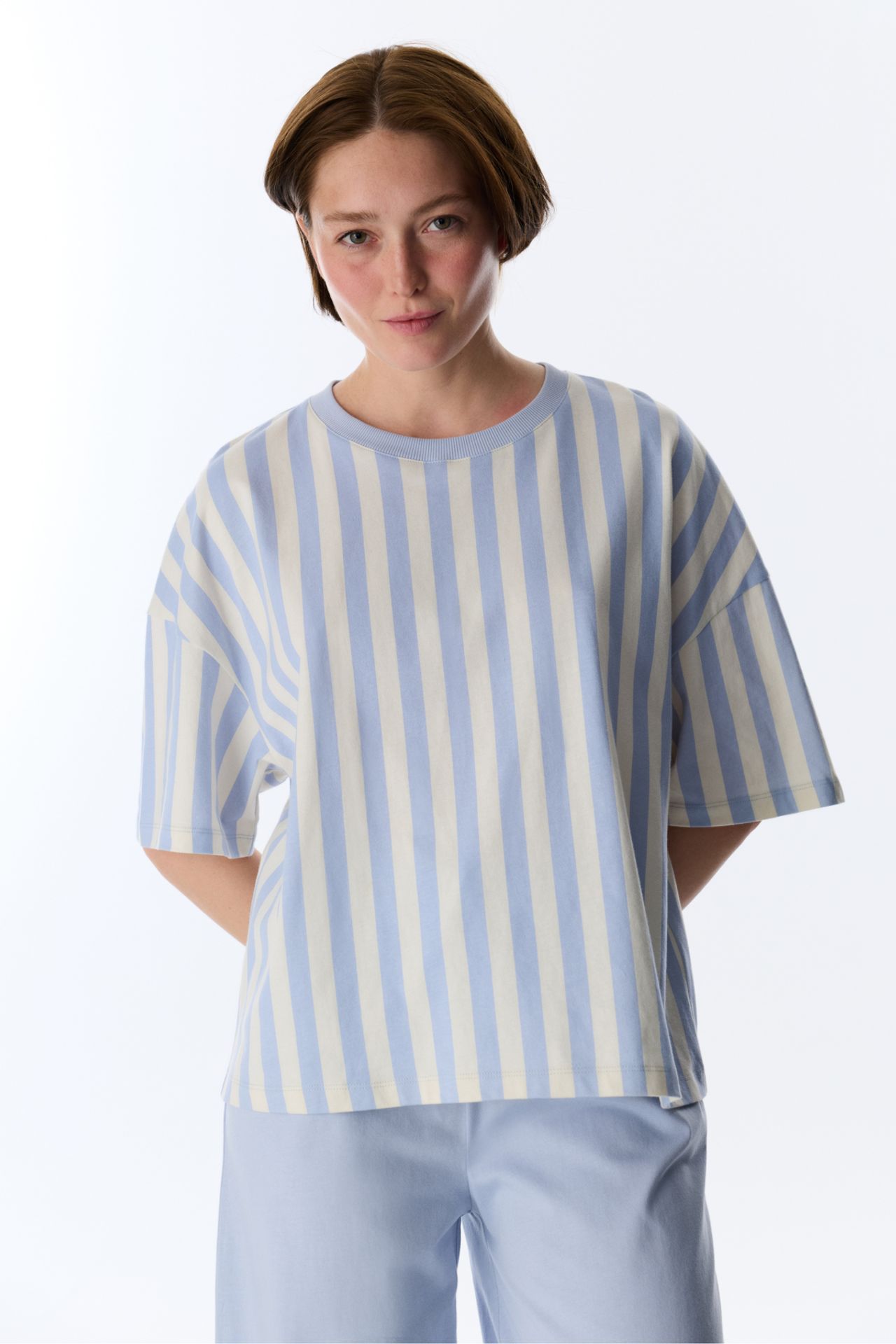 PENTI Relaxed Club Striped Short Sleeve T-Shirt Pajama Top 1