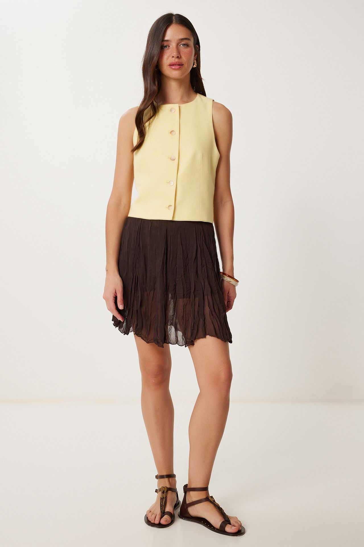 ISTANBUL Textured Mini Skirt with Elastic Waist 3