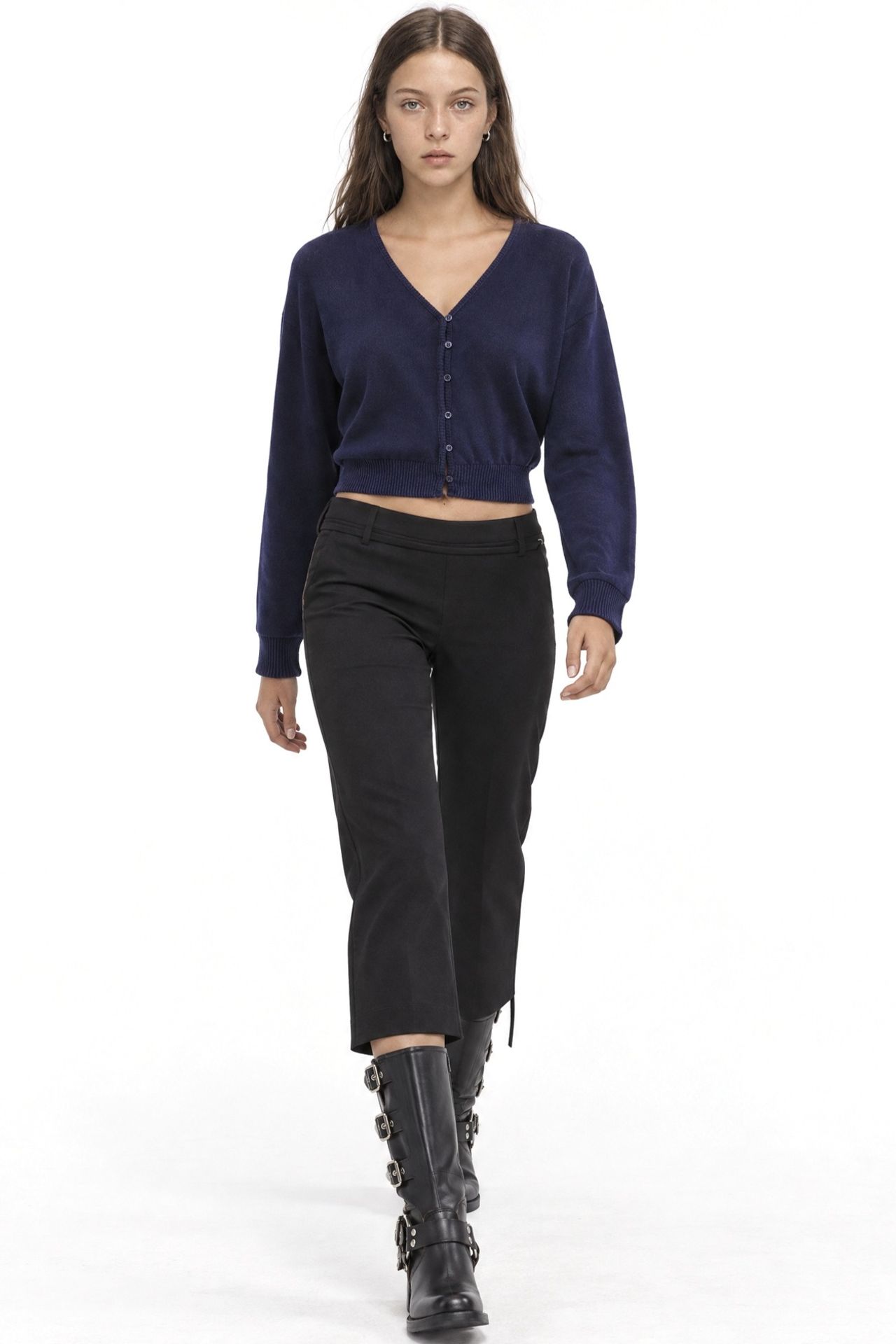BUSEM V-Neck Ribbed Crop Cardigan 3