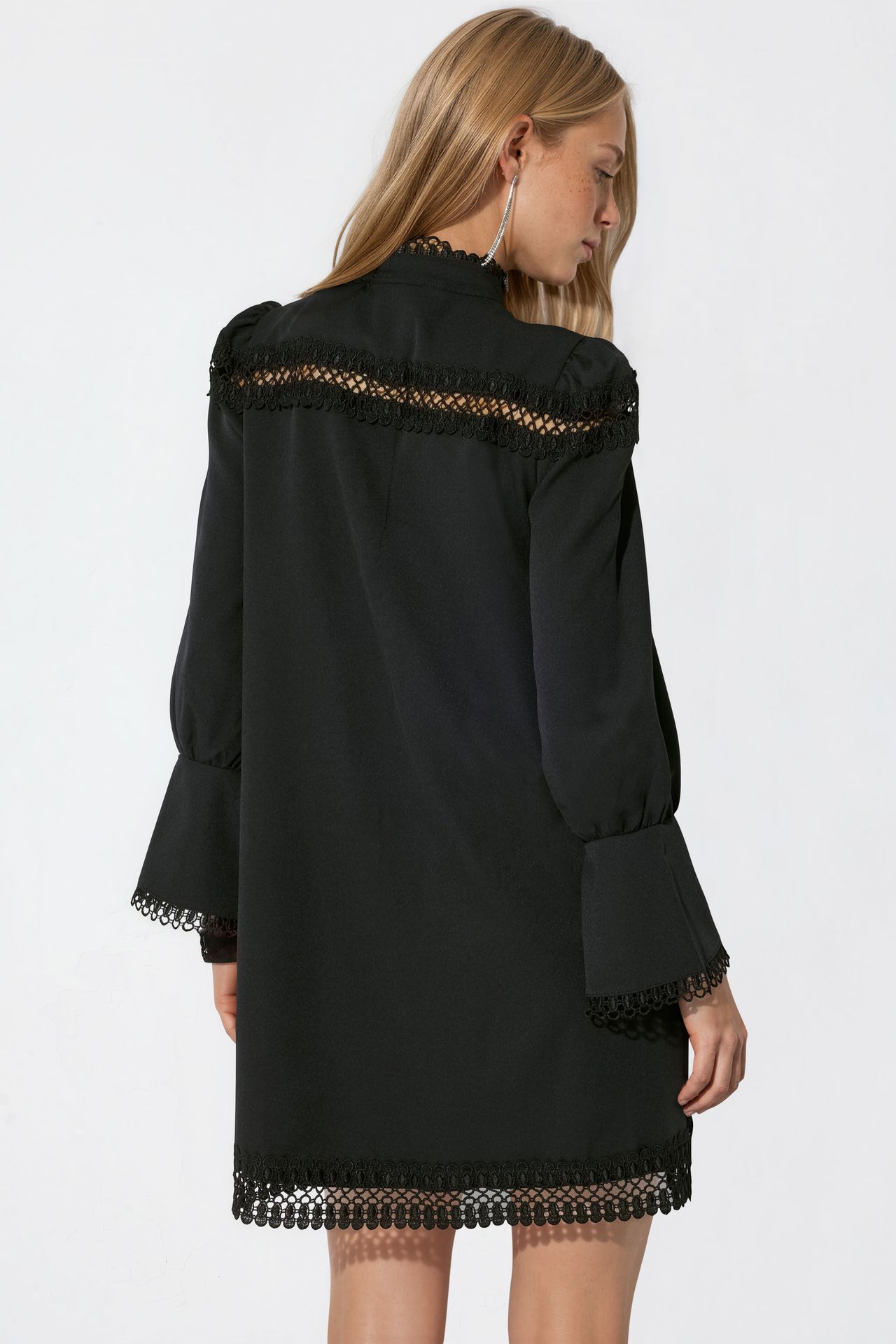 MSN Mini Lace Dress With Mandarin Collar