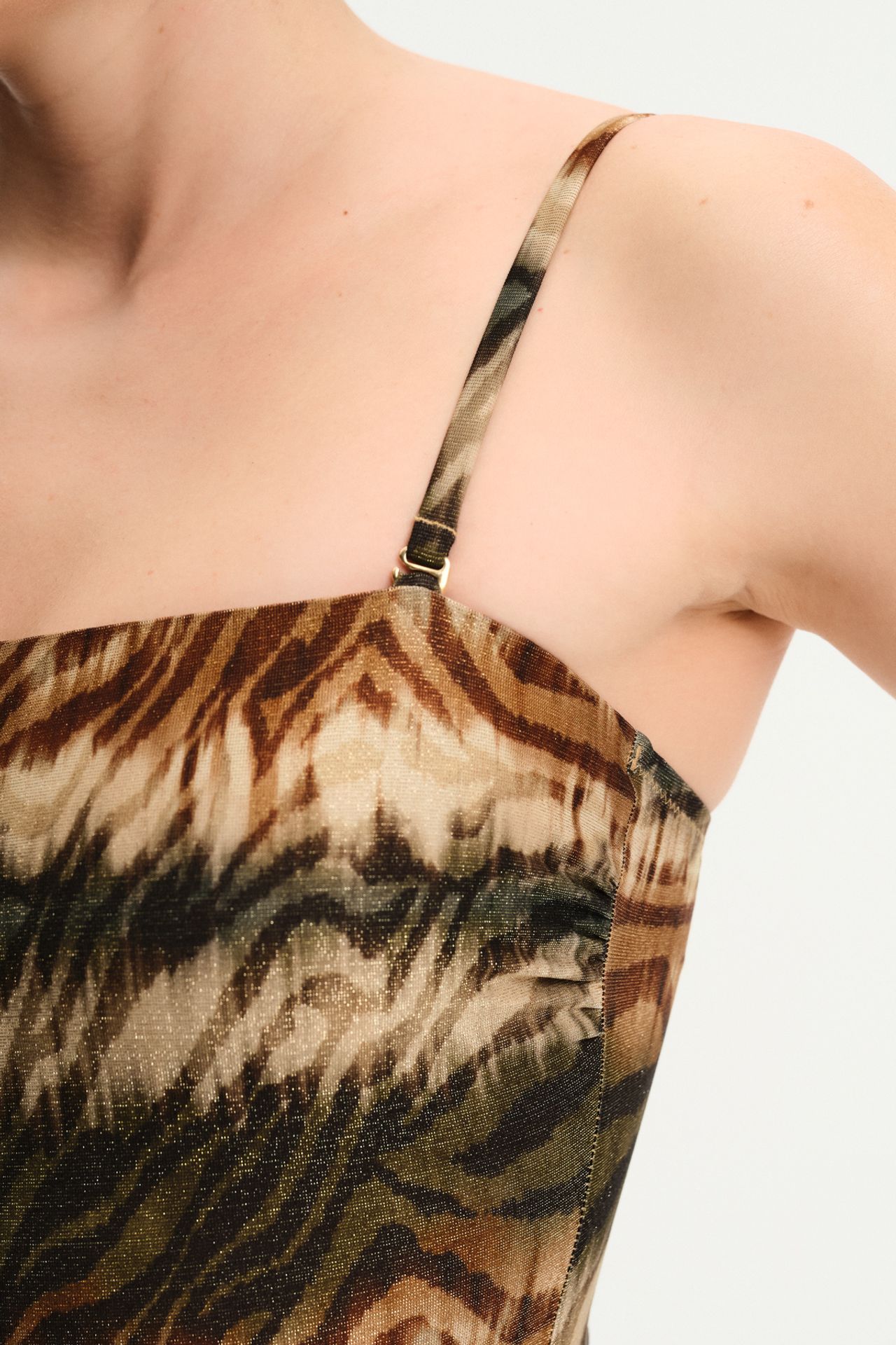 PENTI Cesira Strapless Zebra Pattern Shimmer Swimsuit 5