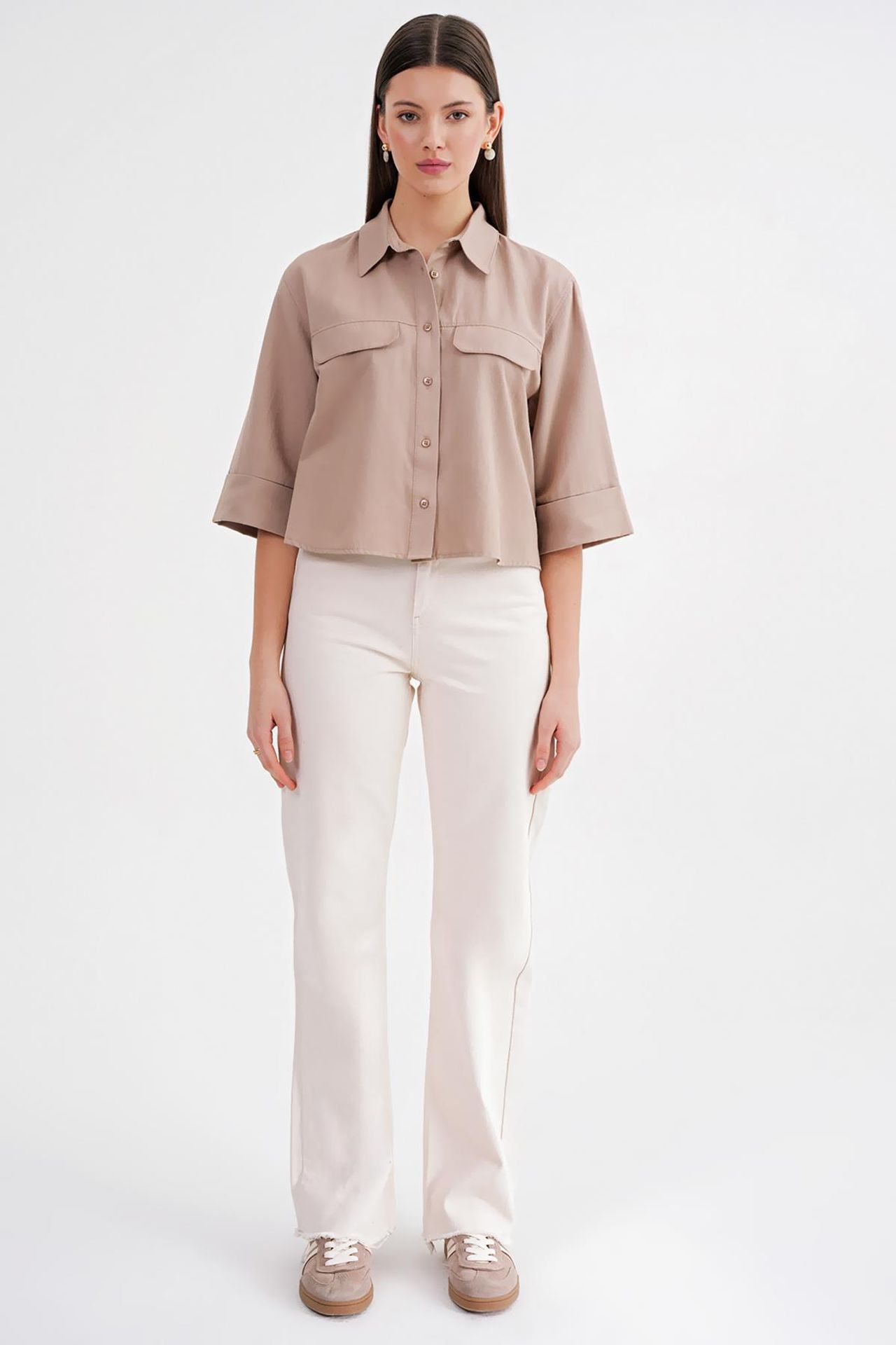 Mixray Short Sleeve Crop Poplin Shirt 2