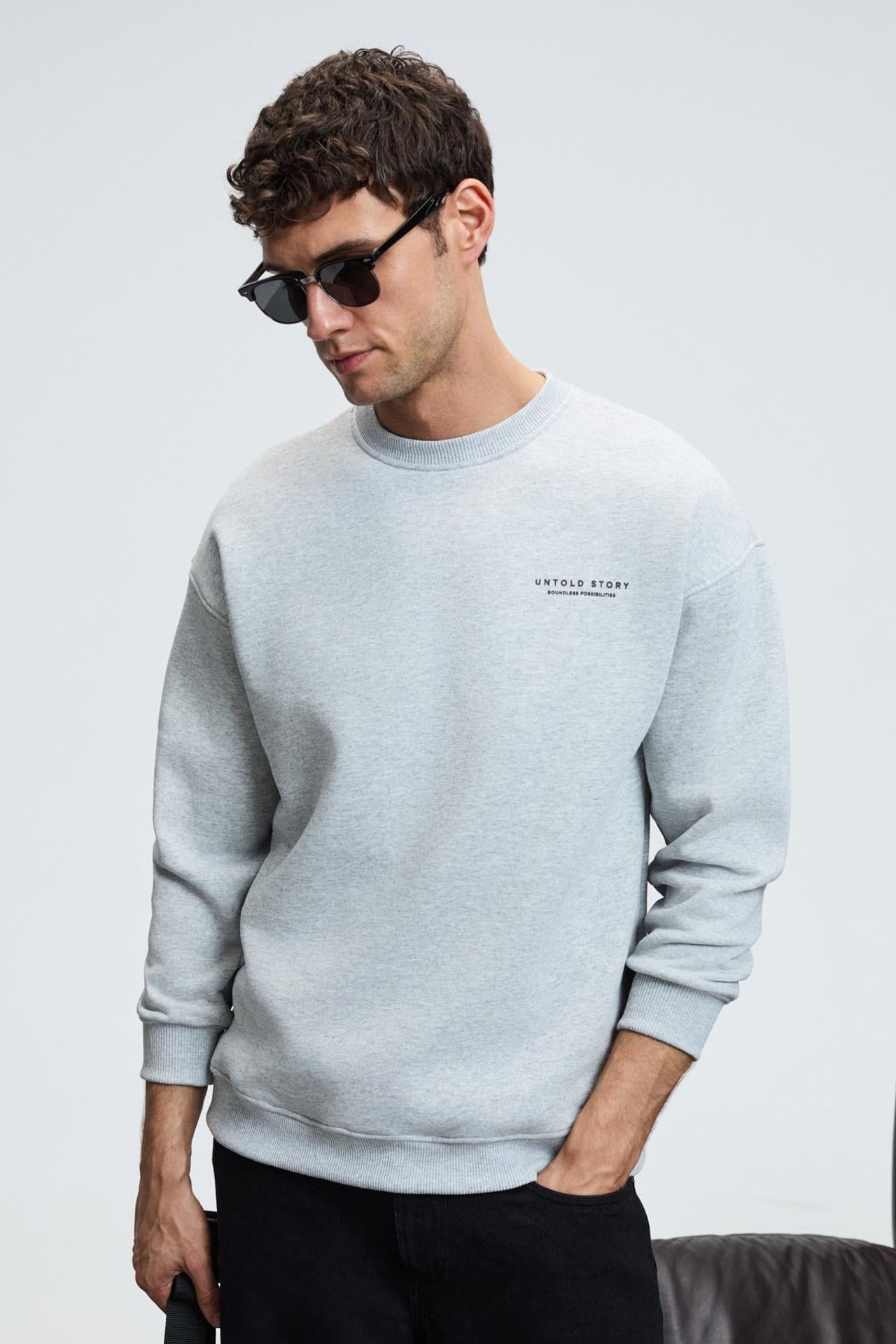 GRIMELANGE Oversize Bisiklet Yaka Logolu Sweatshirt 2