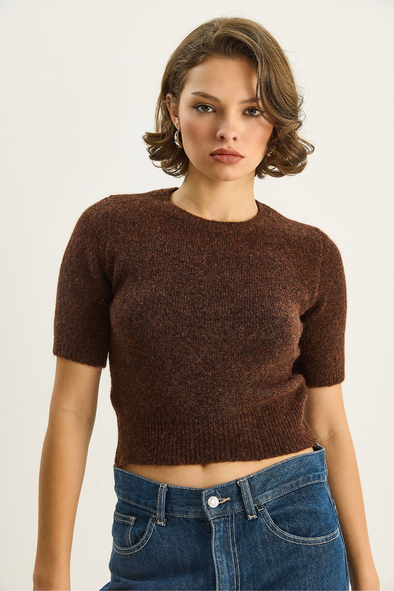LUCCI Crew Neck Short Sleeve Knit Sweater 5