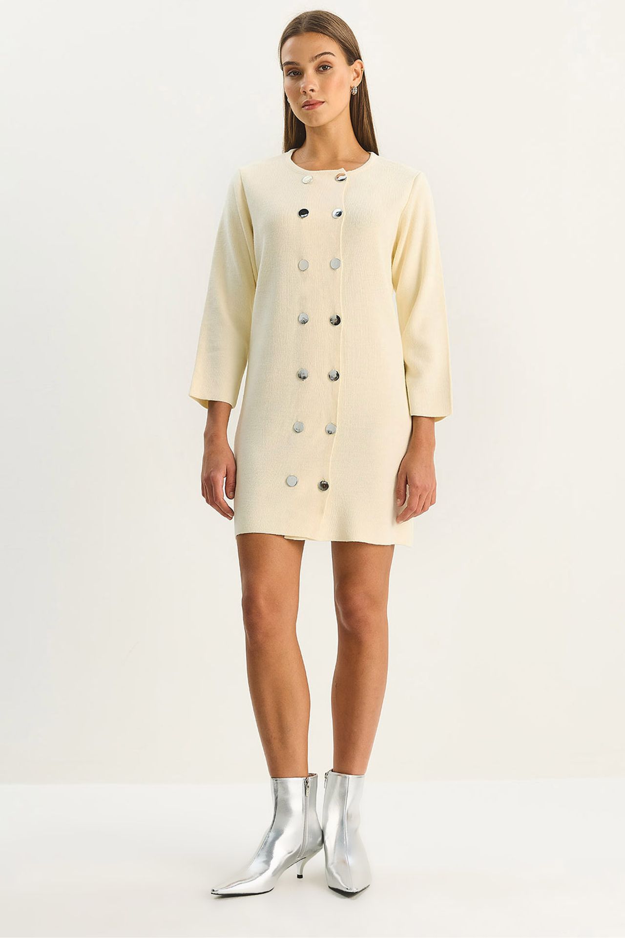 LUCCI Knit Mini Dress with Buttoned 1