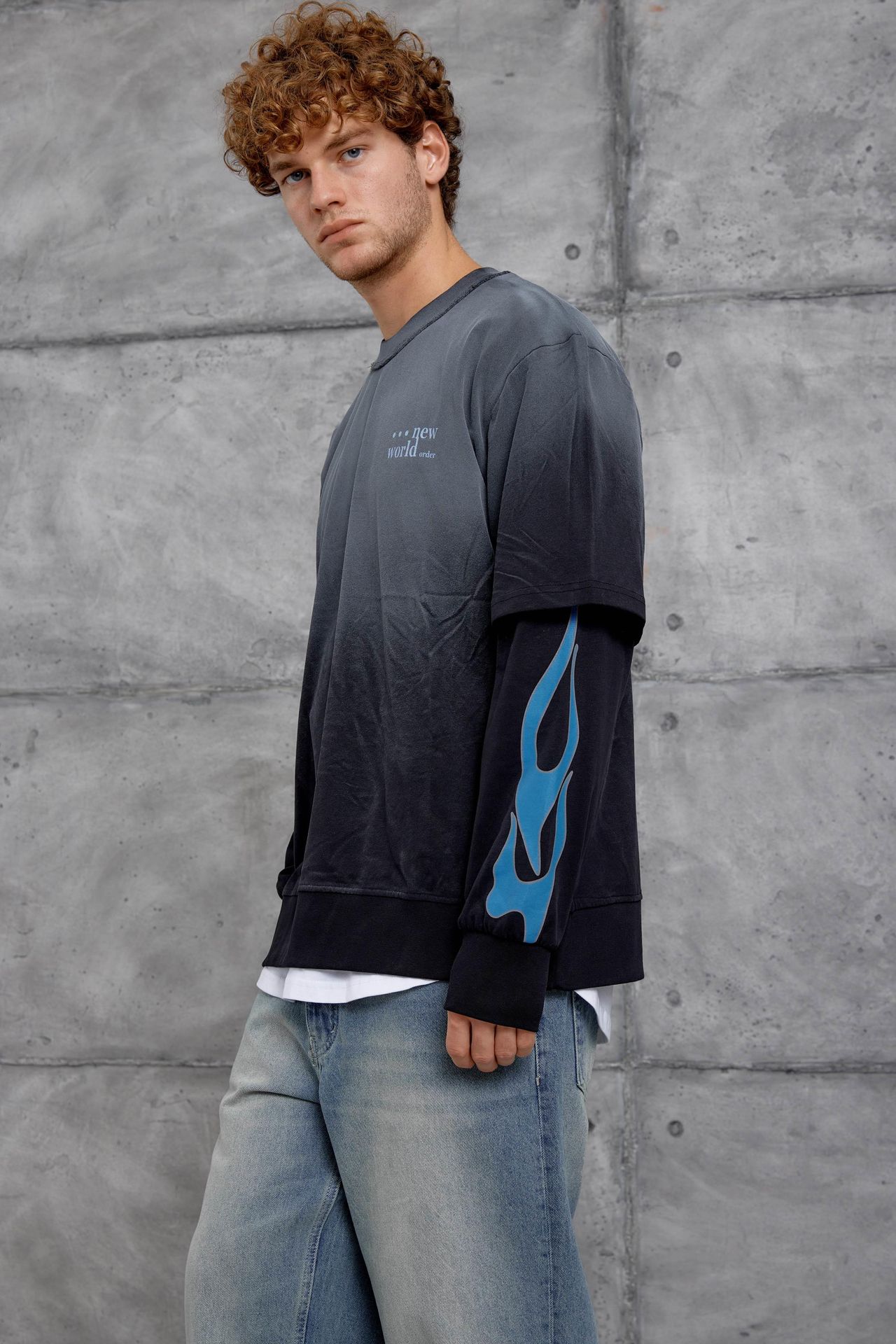NOMARC Baskılı Geniş Kesim Bisiklet Yaka Sweatshirt 2