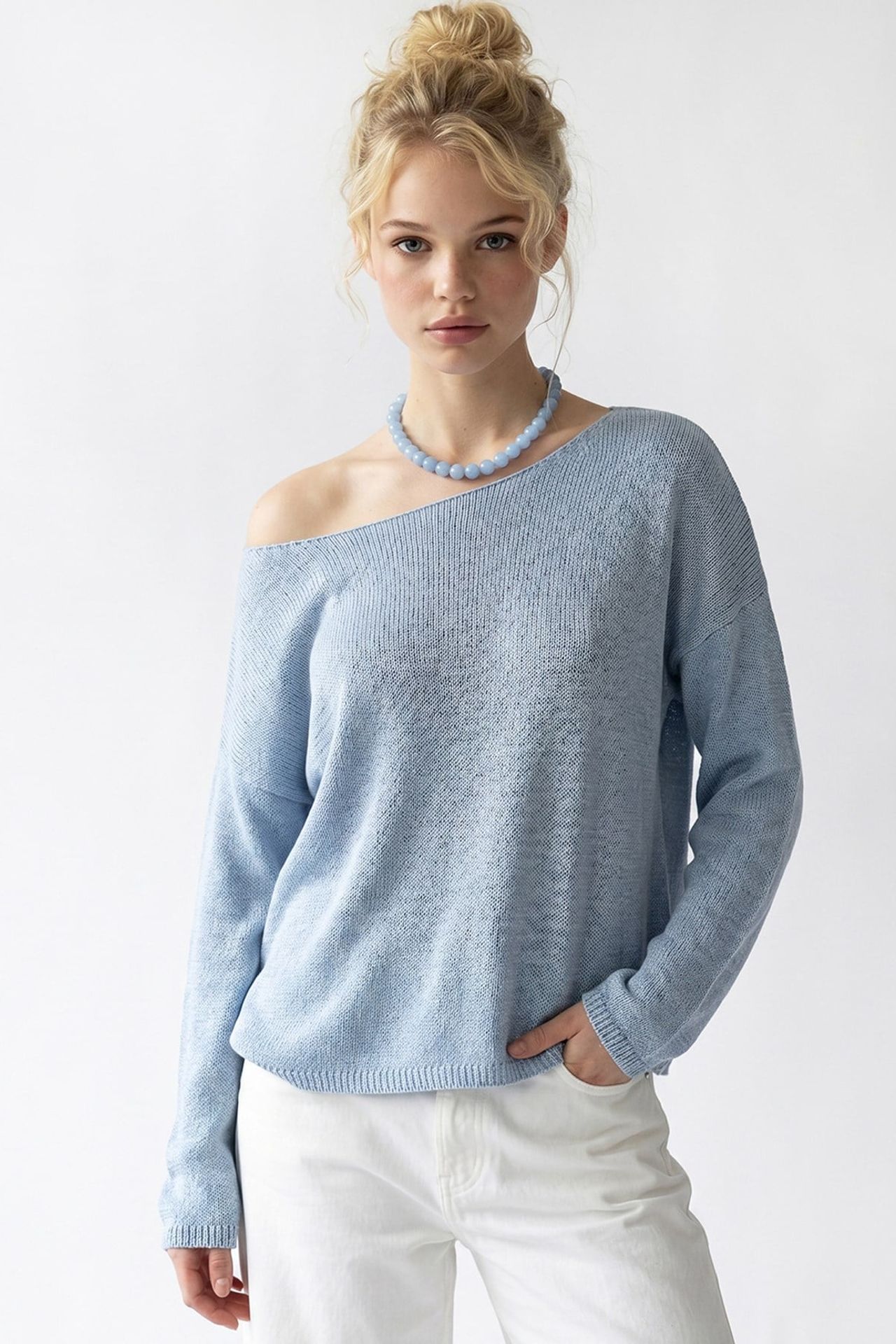 MIXRAY Oversized Boat Neck Knit Sweater 3