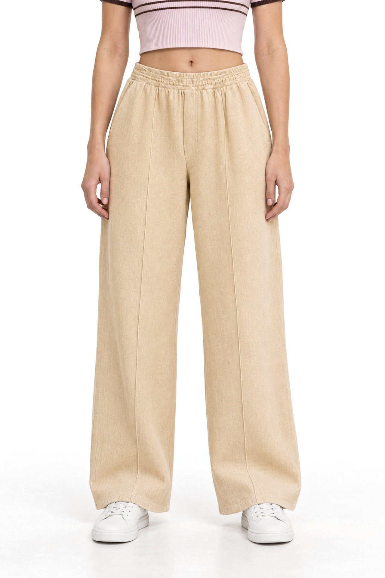 MIXRAY Elastic Waist Palazzo Pants 1