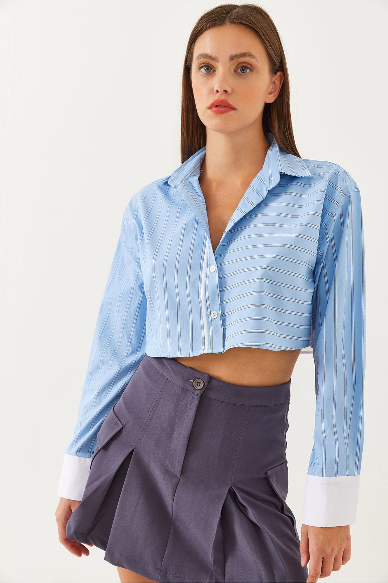 LUCCI Striped Crop Shirt