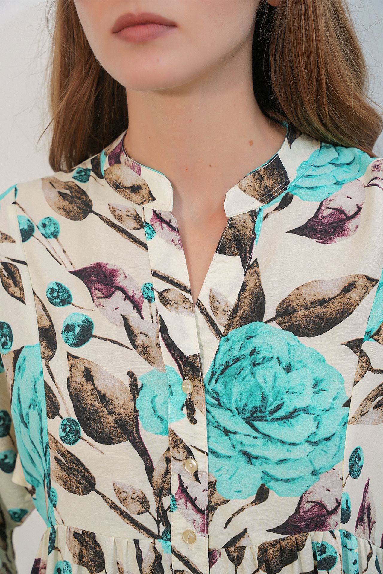 BDART Floral Maxi Dress With Mandarin Collar 6