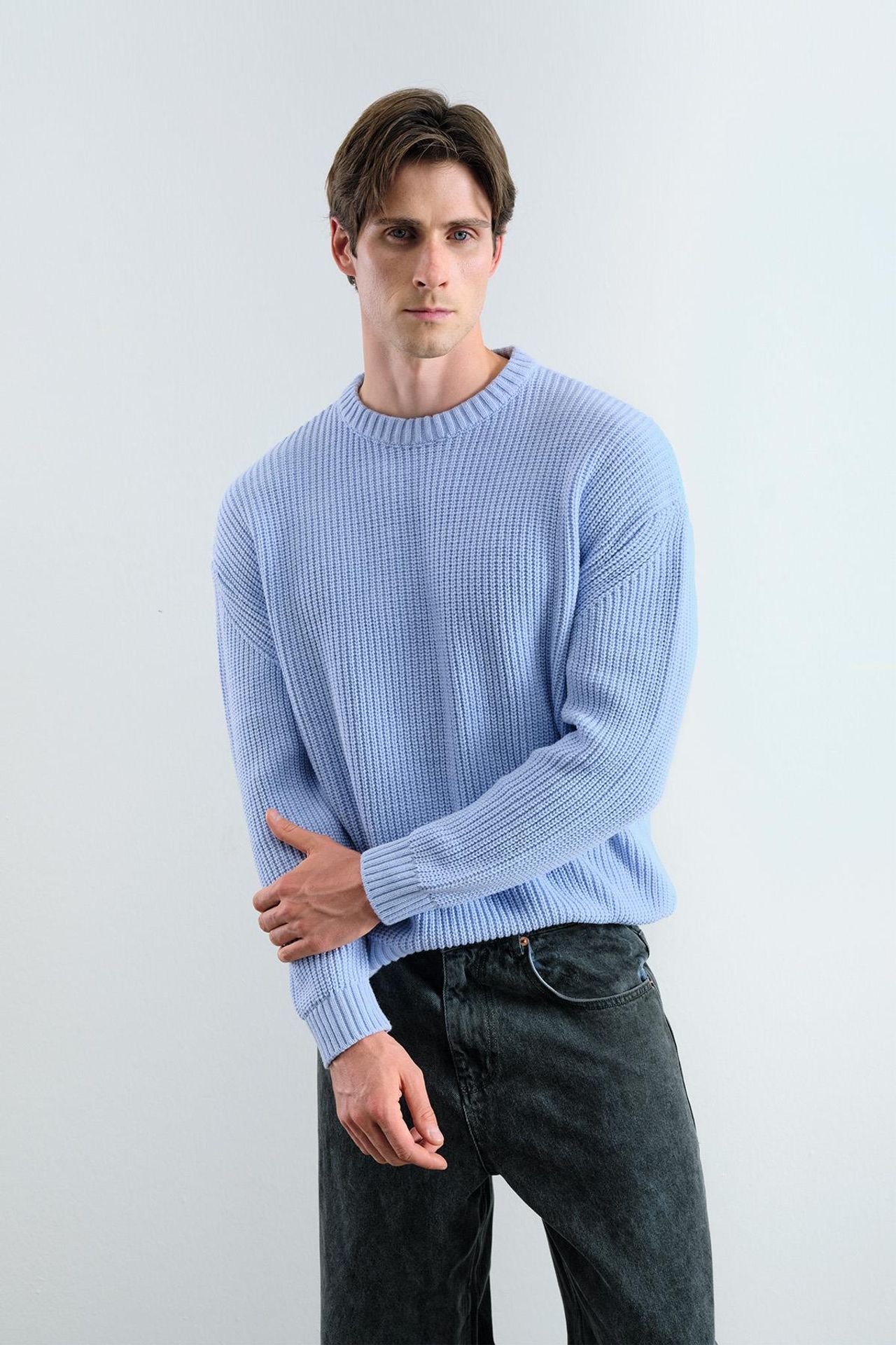 GIESTO Comfort Fit Ribbed Crew Neck Sweater 1