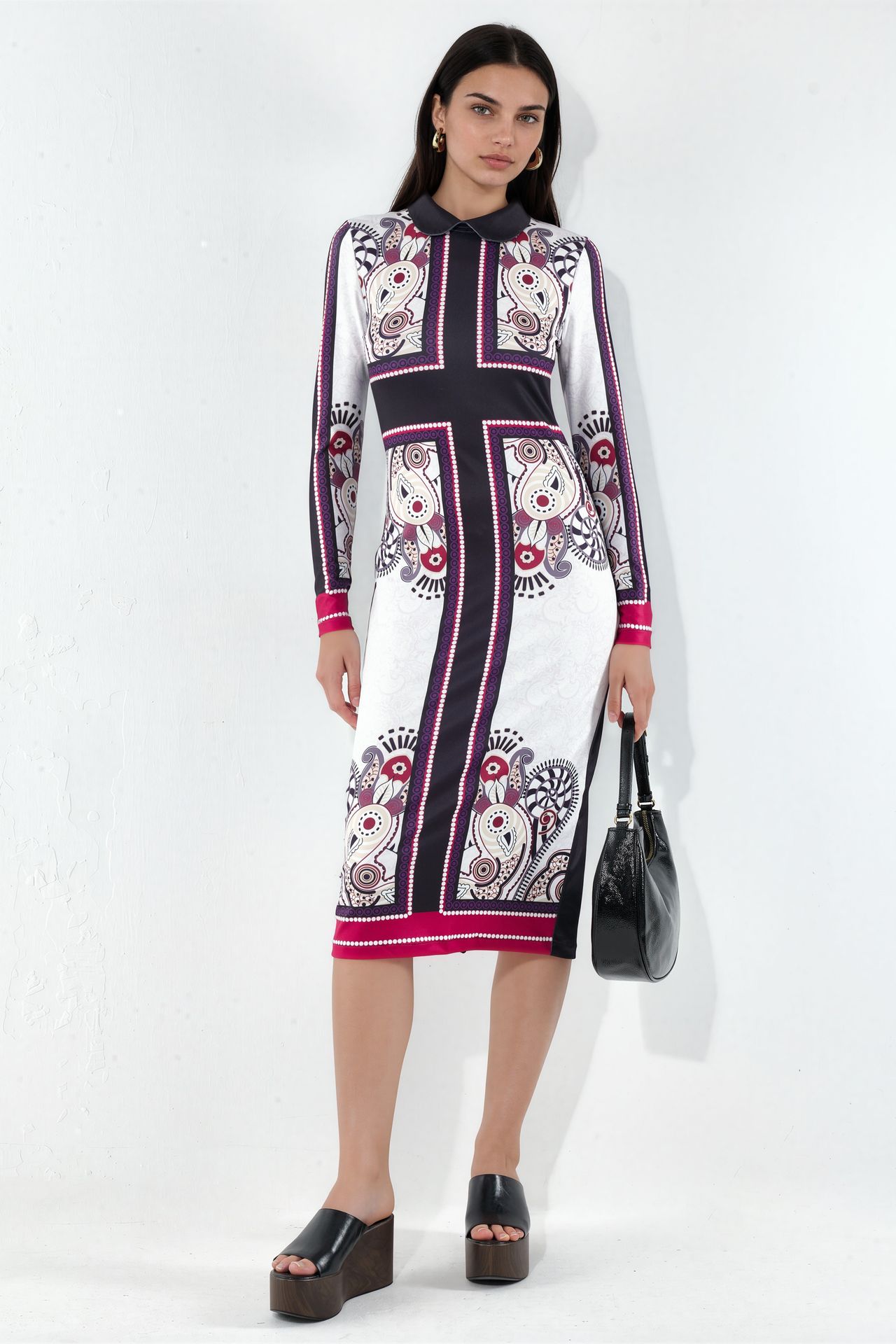 MSN Printed Bodycon Midi Dress 1