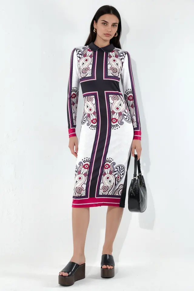MSN Printed Bodycon Midi Dress