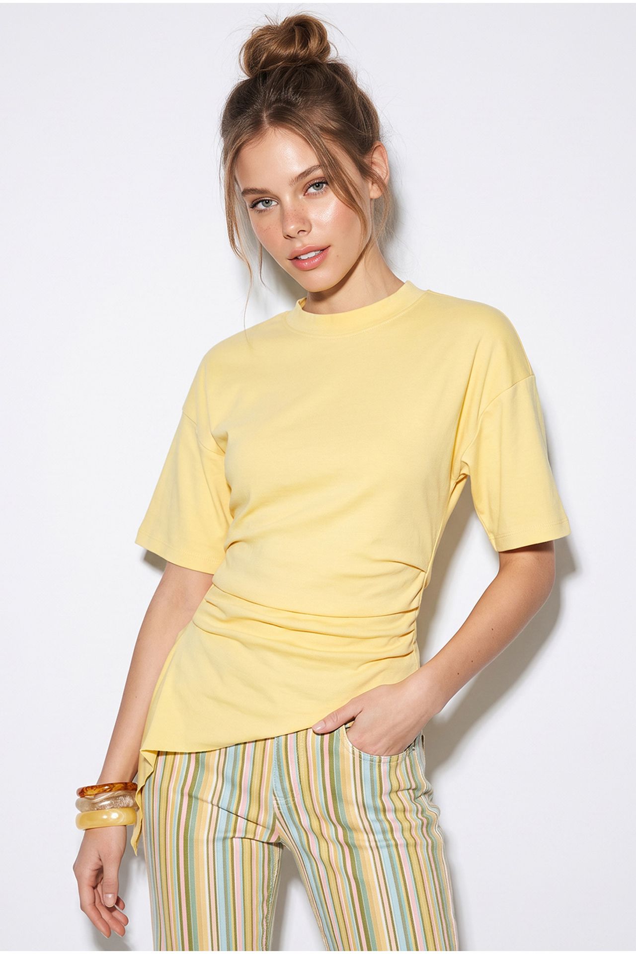 LUCCI Drape Detaylı Dar Kesim Jarse Bluz 2