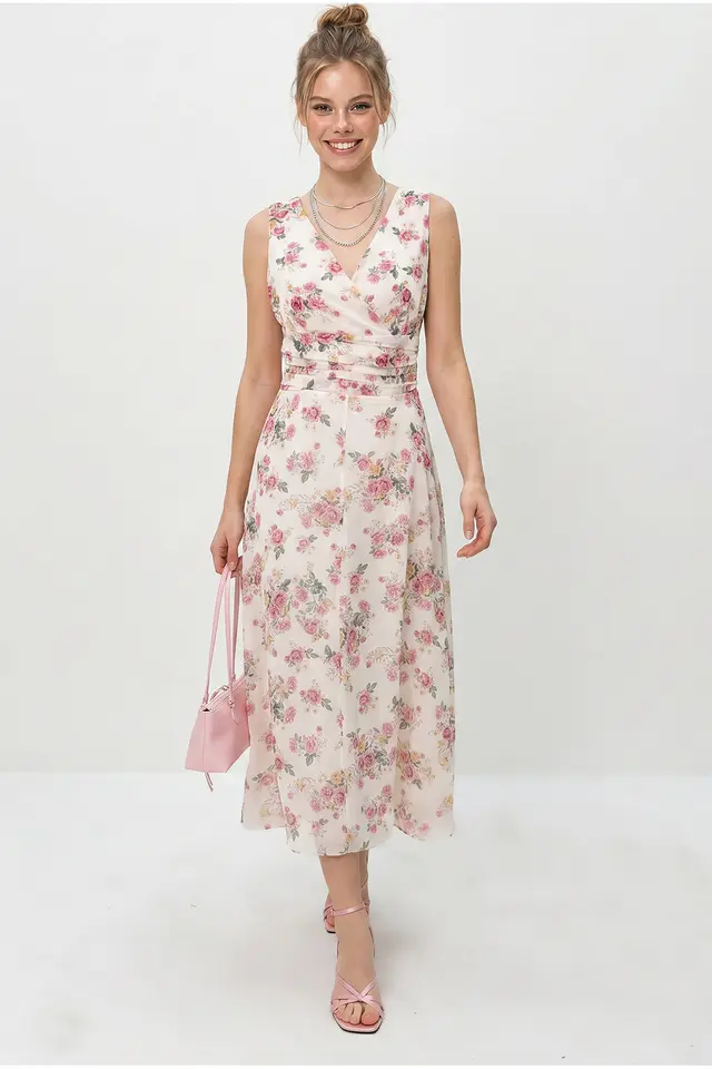 LUCCI Floral A-line Midi Dress