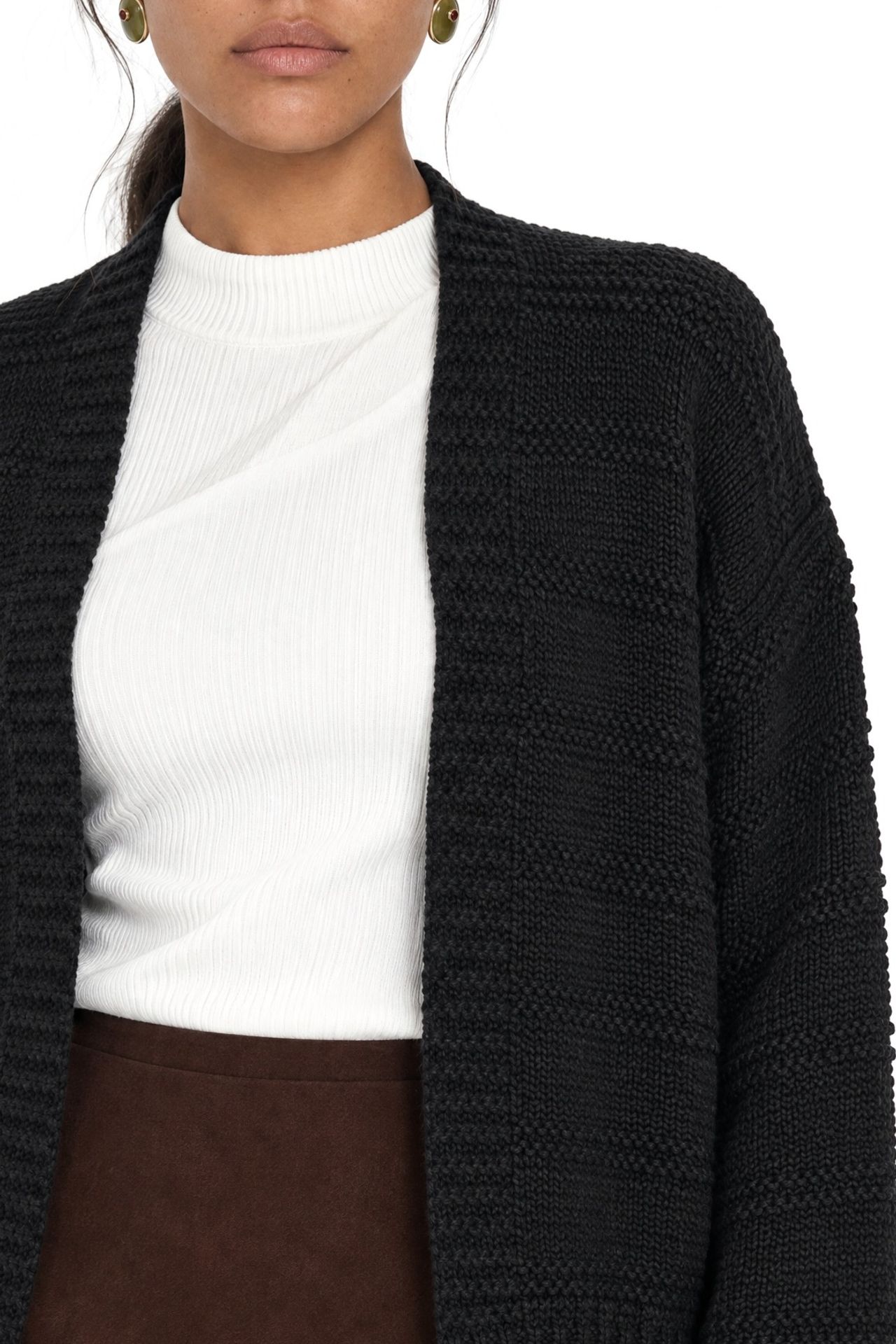 Mixray V-Neck Ribbed Knit Cardigan 4