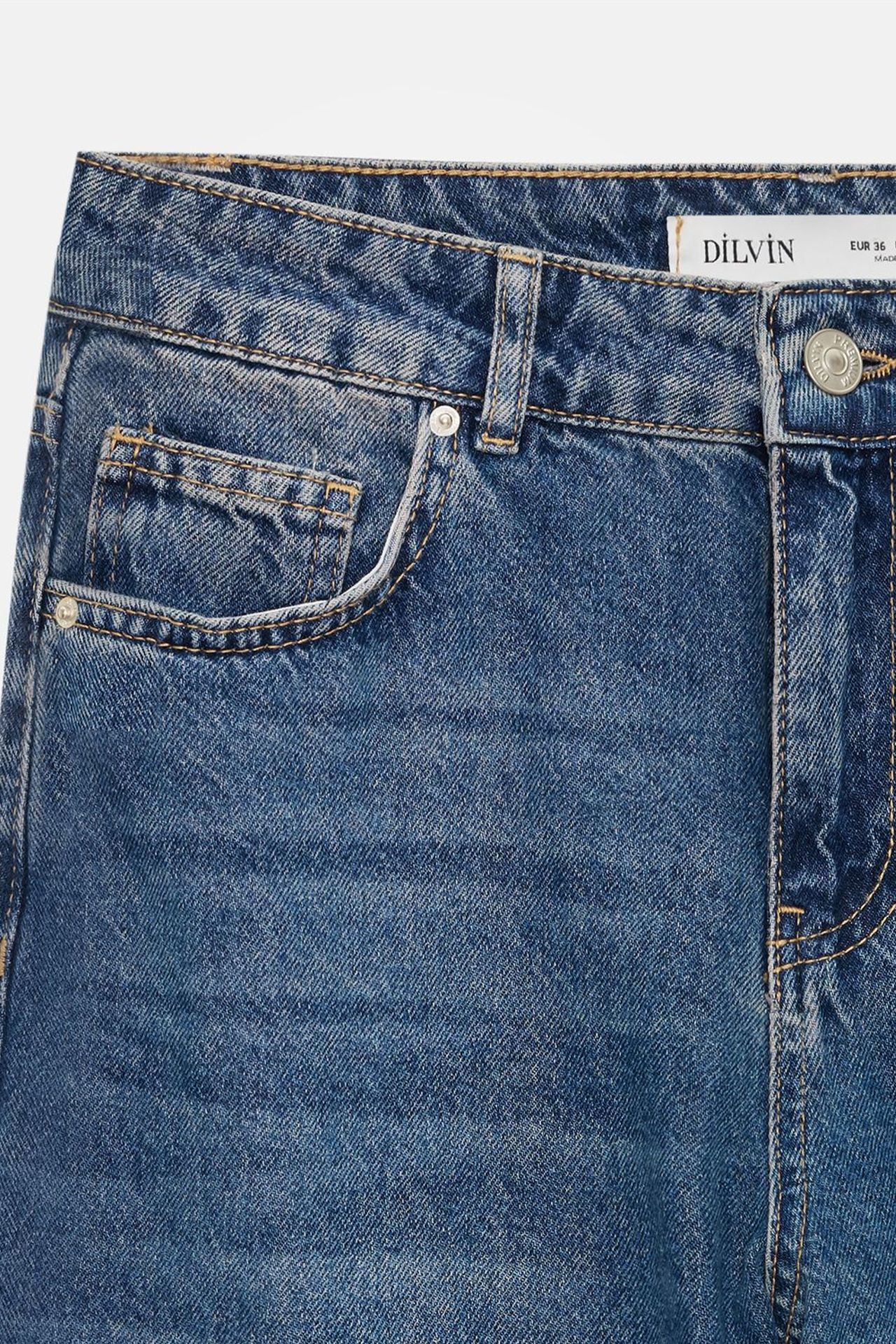 DILVIN Düşük Bel Düz Paça Pamuklu Jean 7