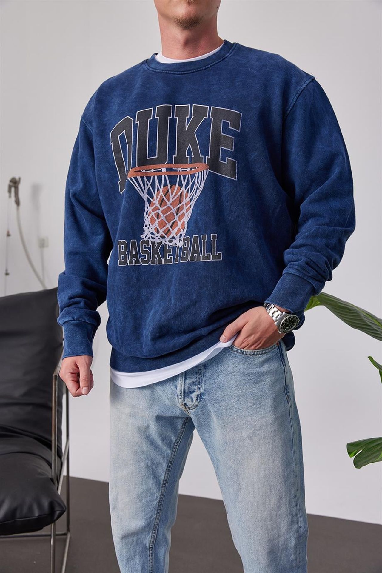 NOMARC Baskılı Bisiklet Yaka Sweatshirt 2