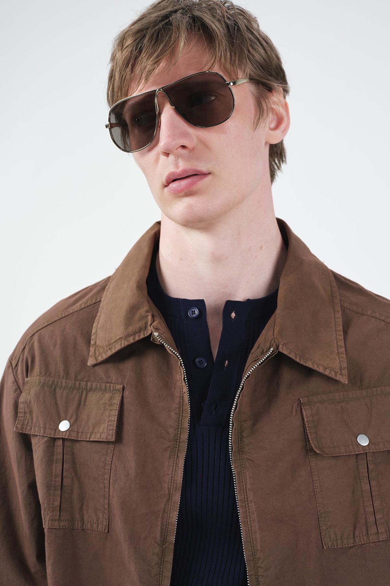GIESTO Cotton Gabardine Zipper Jacket with Pocket 4