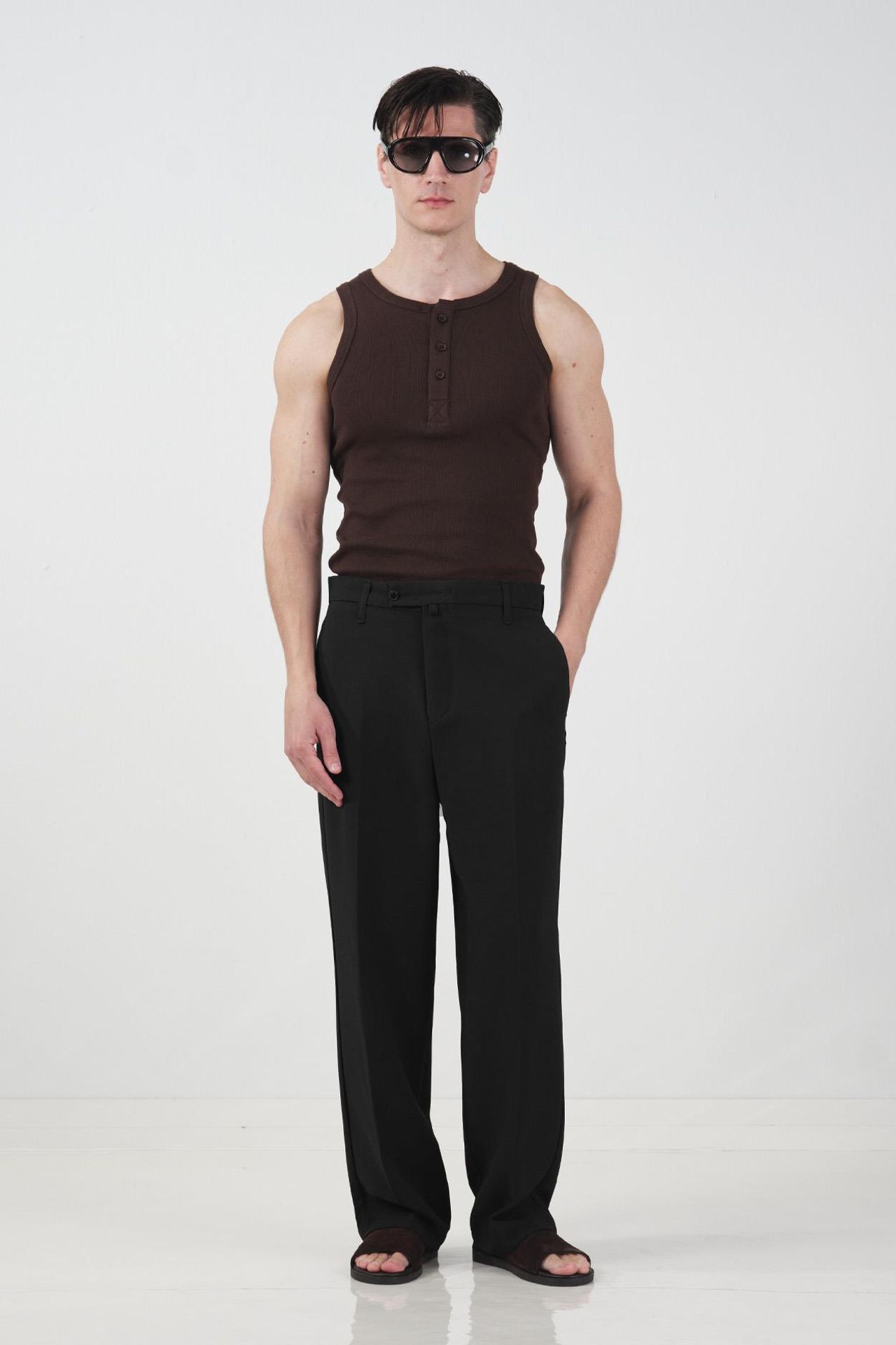 GIESTO Mid Waist Straight Leg Tailored Trousers 1