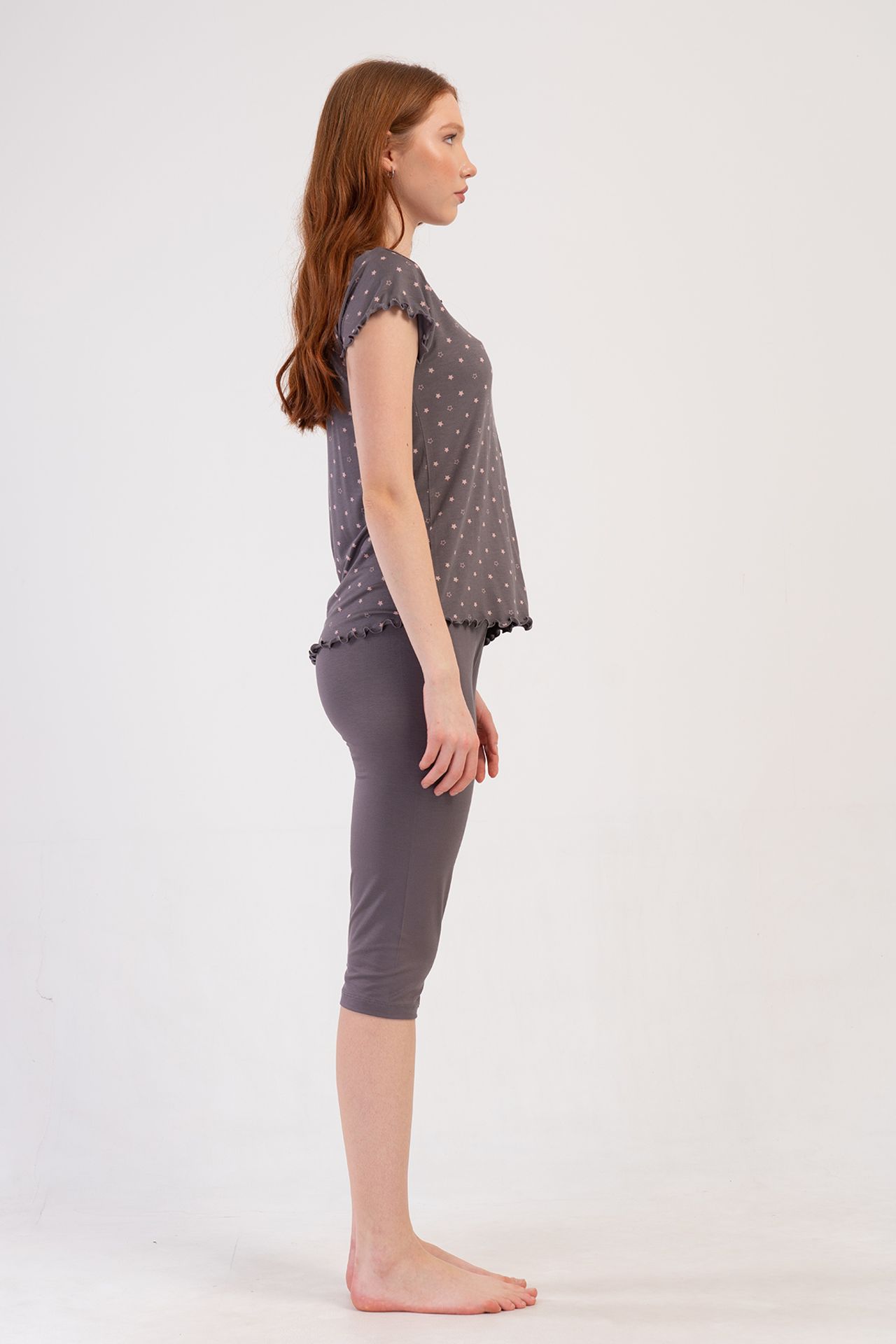 YAKE Puantiye Capri 2 Parçalı Pijama Takımı 4