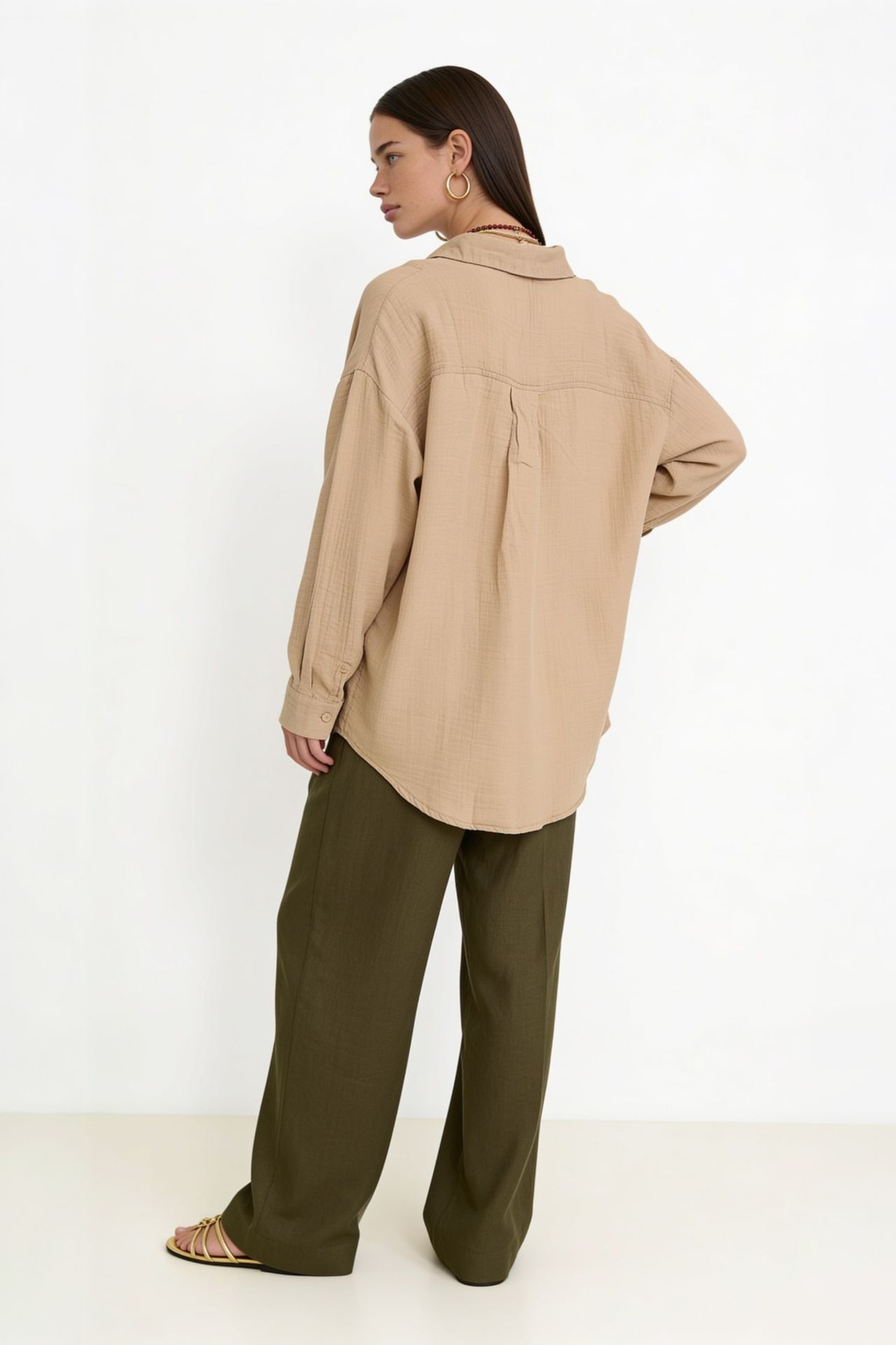 ISTANBUL Oversized Textured Cotton Shirt with Pocket 5