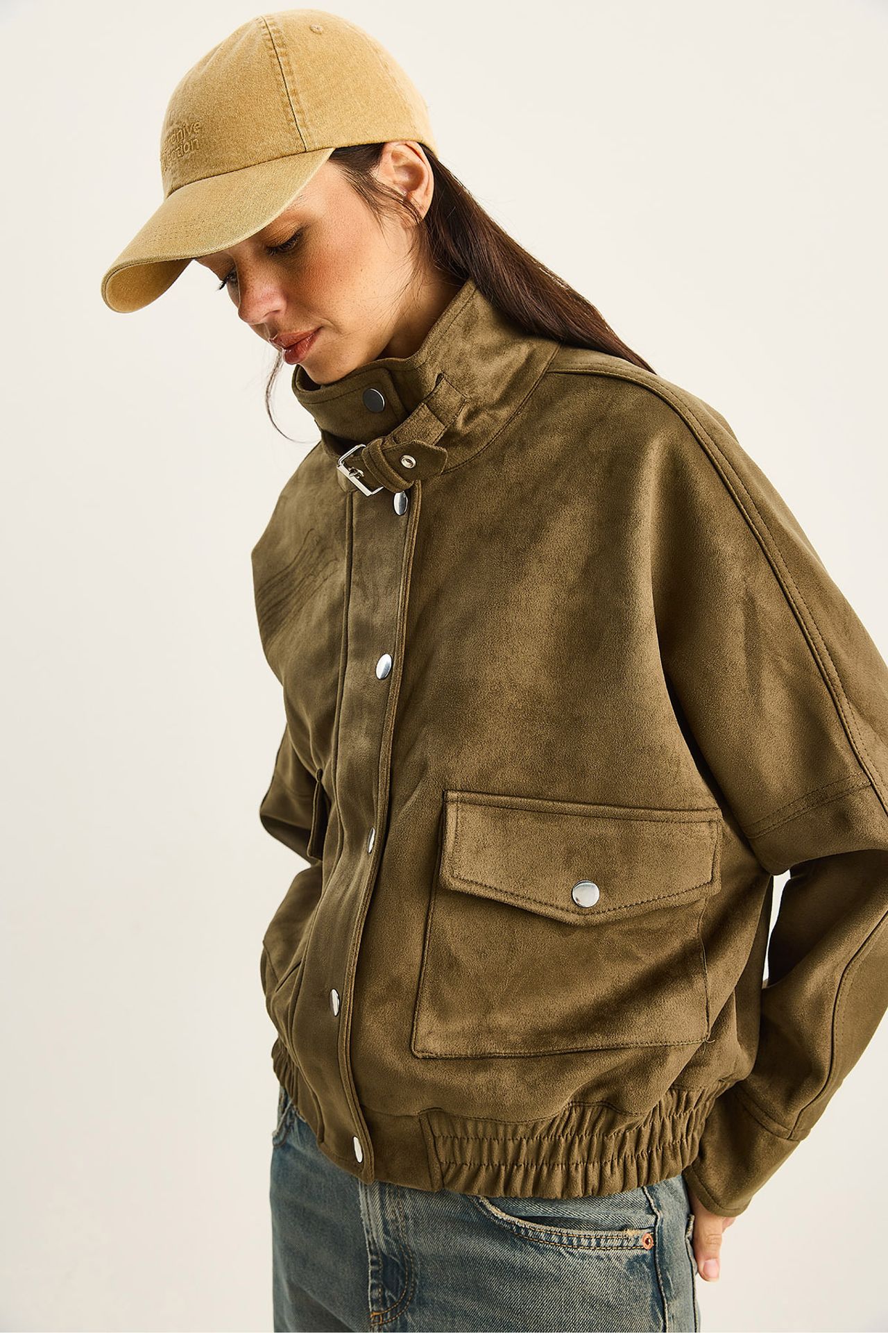 LUCCI Oversized Thick Gabardine Jacket with Zipper Closure 6