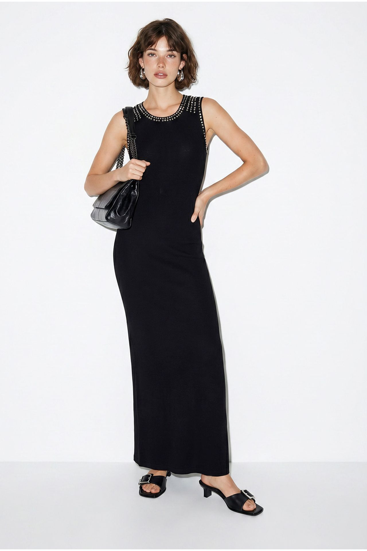 LUCCI Kolsuz Fitilli Bodycon Maxi Elbise 1